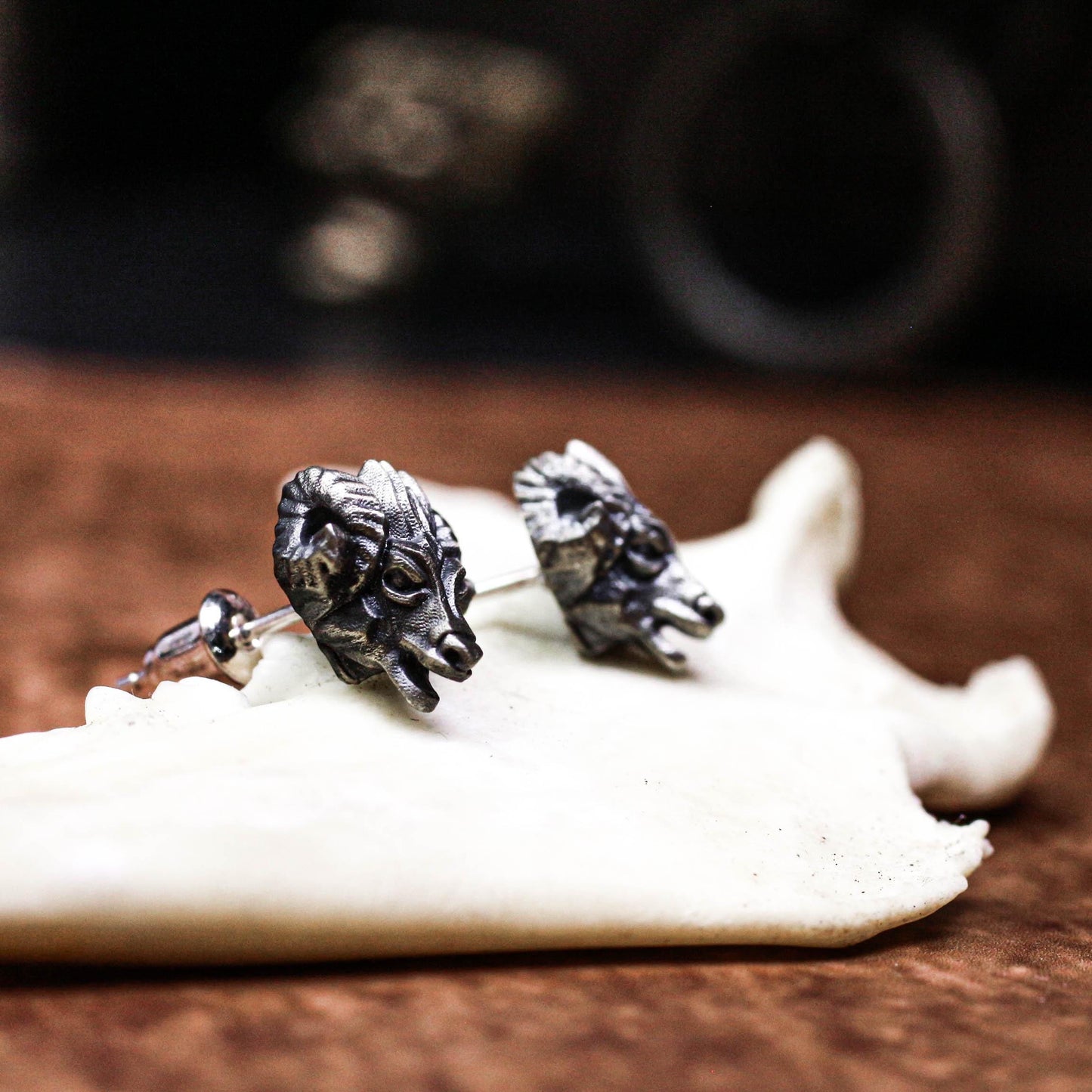 Ram Head Earrings - 925 Sterling Silver Handmade