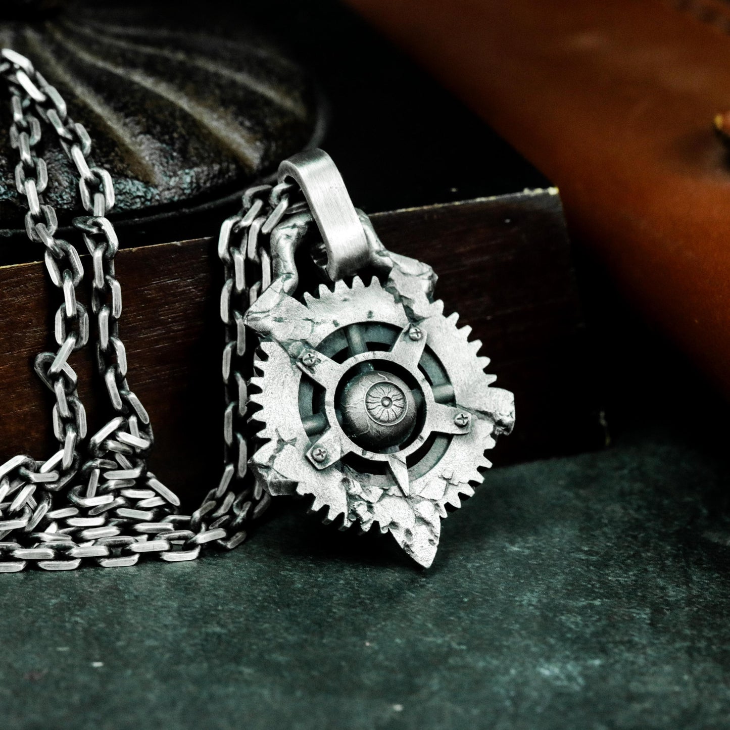 Broken Gear Pendant - 925 Sterling Silver Handmade