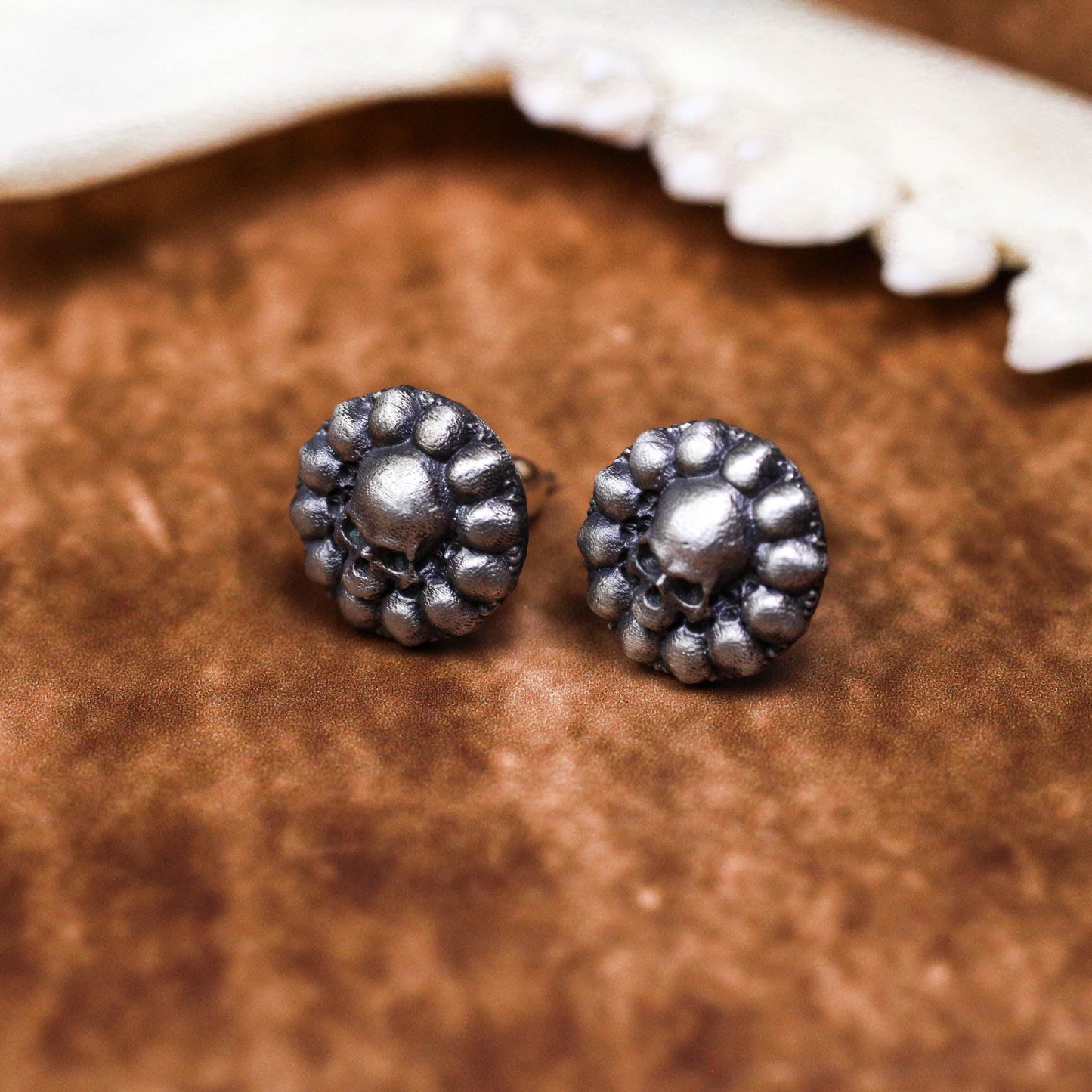 Skull Bloom Earrings - 925 Sterling Silver Handmade