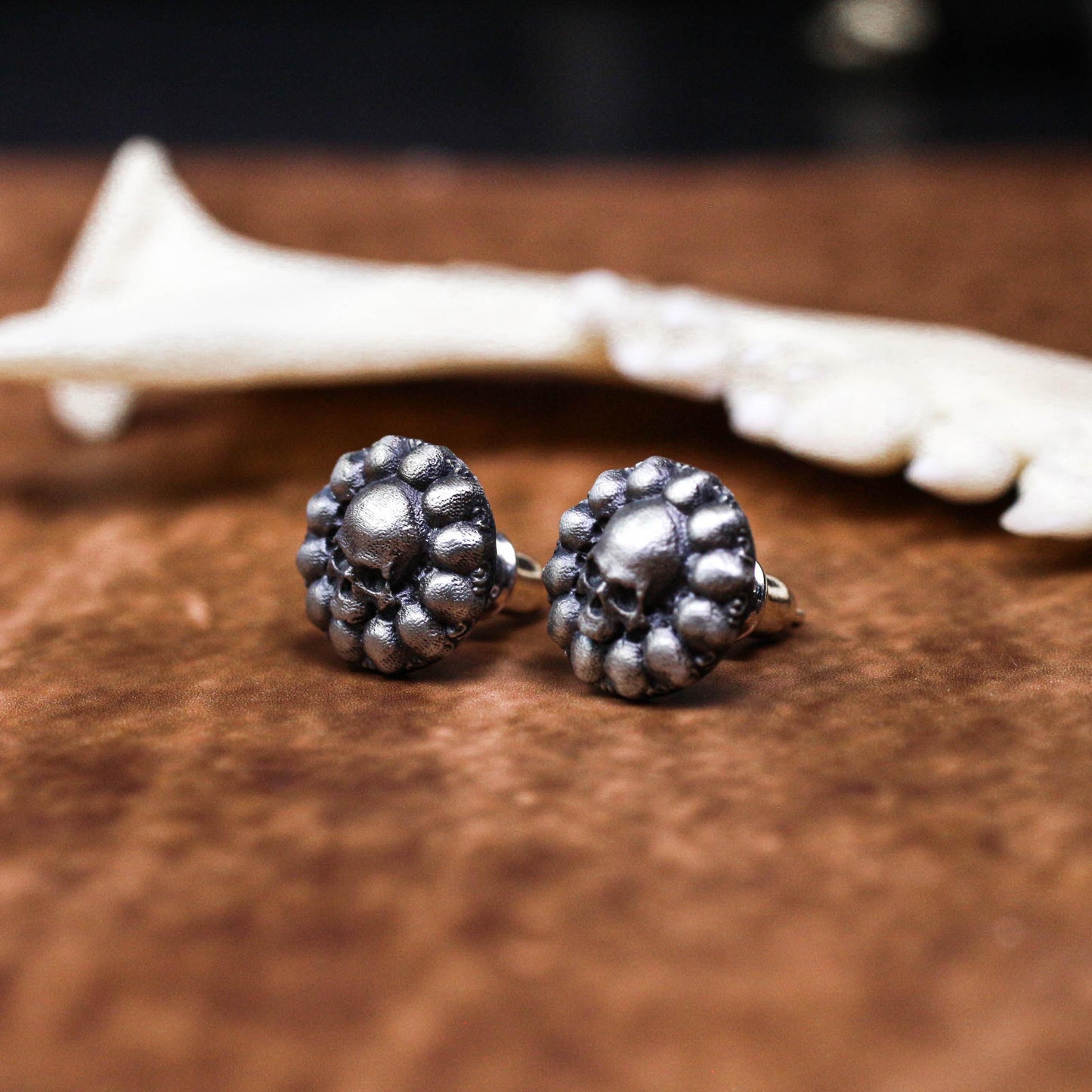 Skull Bloom Earrings - 925 Sterling Silver Handmade