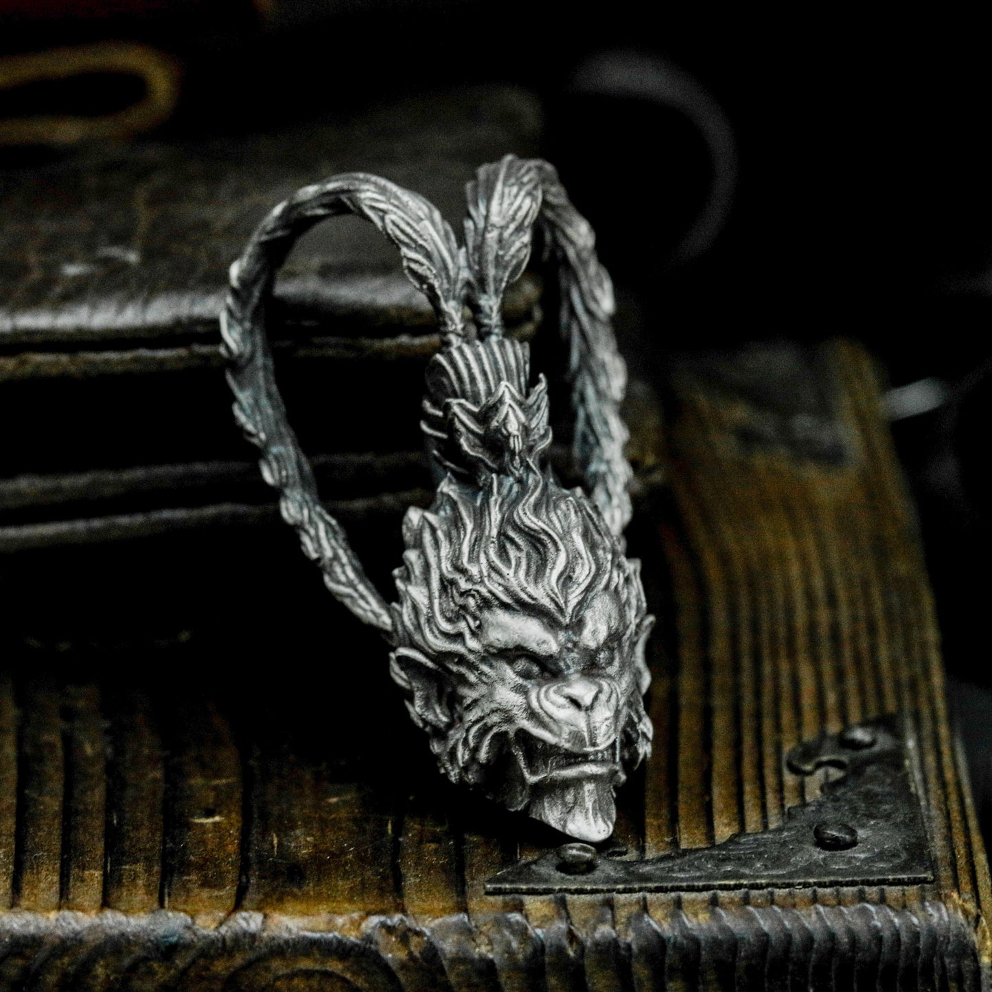 Angry Monkey King Skull Pendant - 925 Sterling Silver Handmade