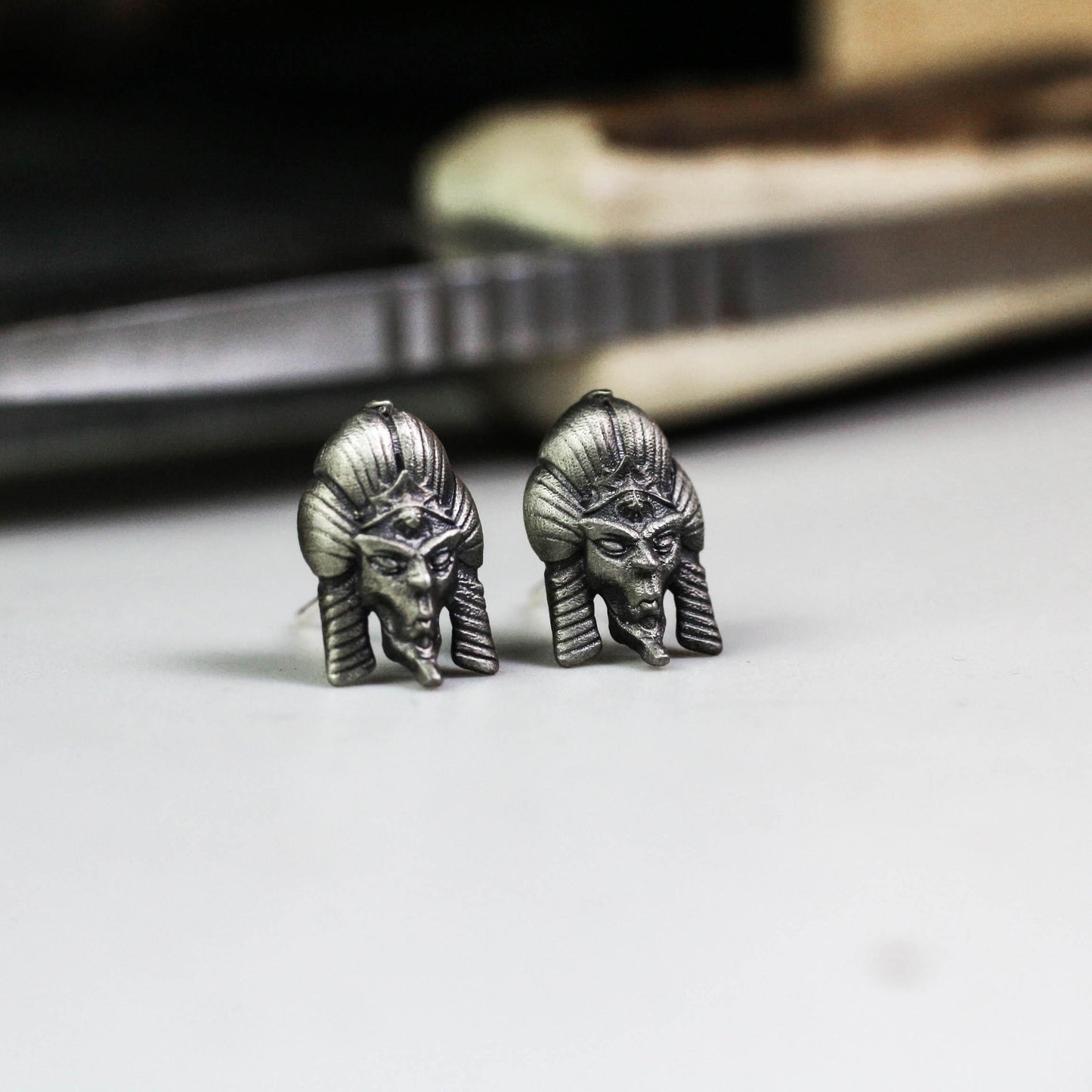 Pharaoh Beast Earrings - 925 Sterling Silver Handmade