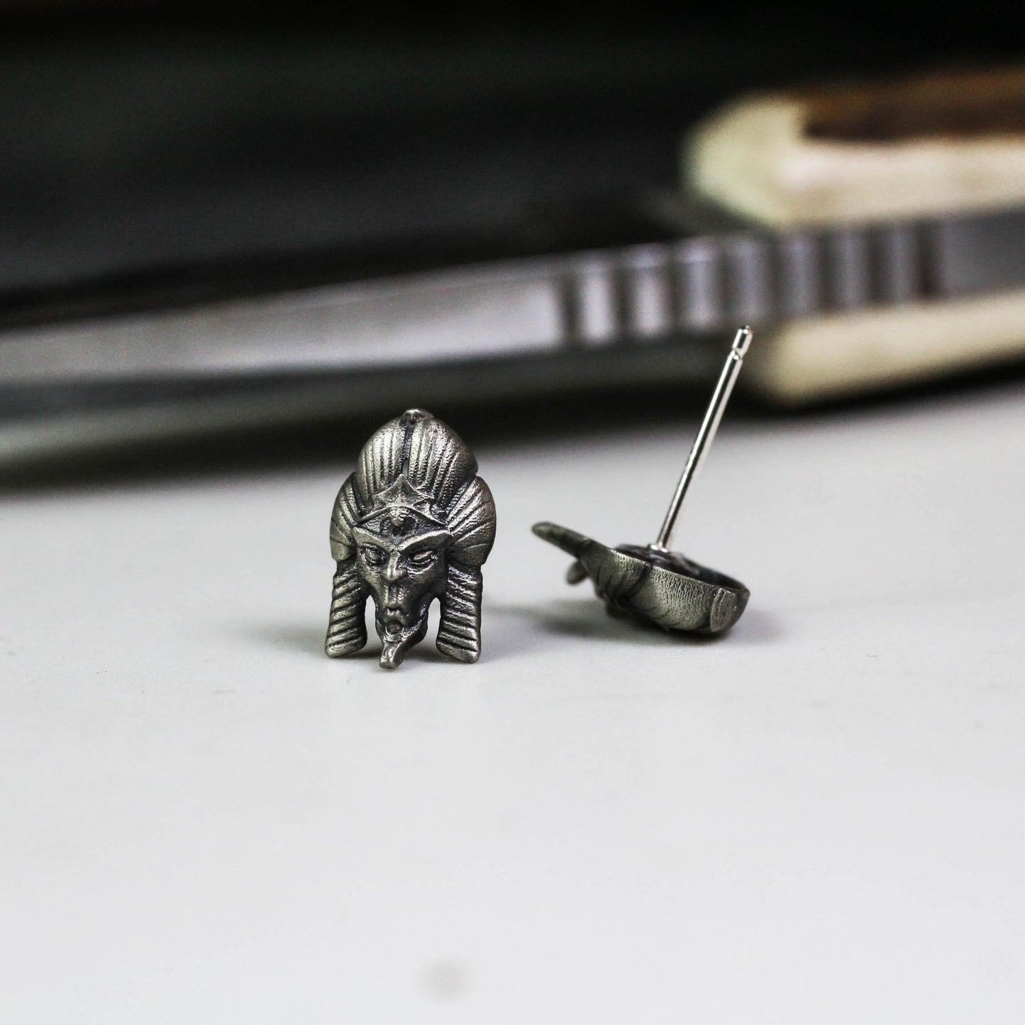 Pharaoh Beast Earrings - 925 Sterling Silver Handmade