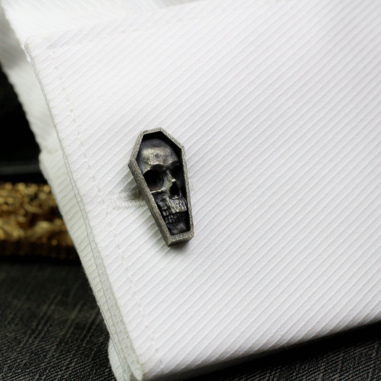 Coffin Skull Cufflinks, 925 Silver Handmade