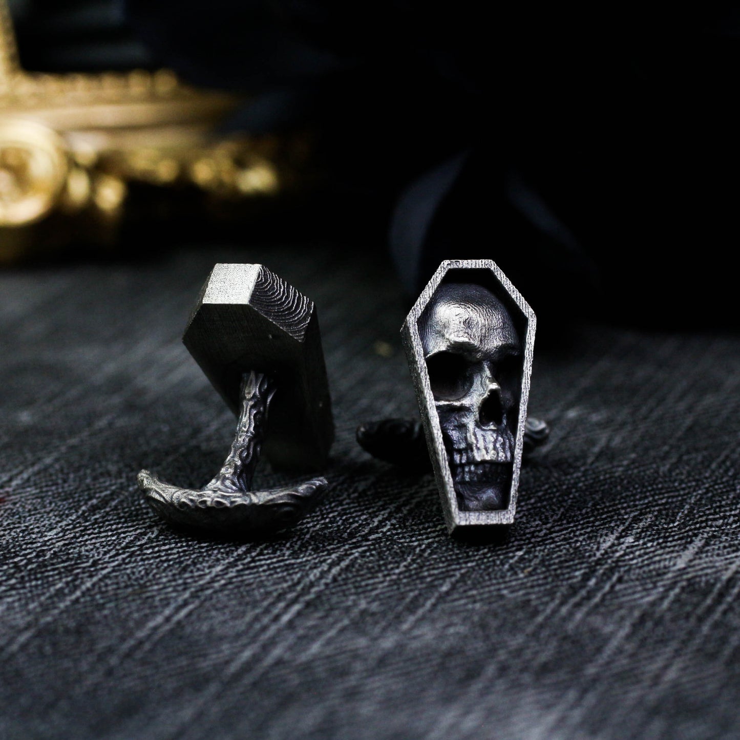 Coffin Skull Cufflinks, 925 Silver Handmade