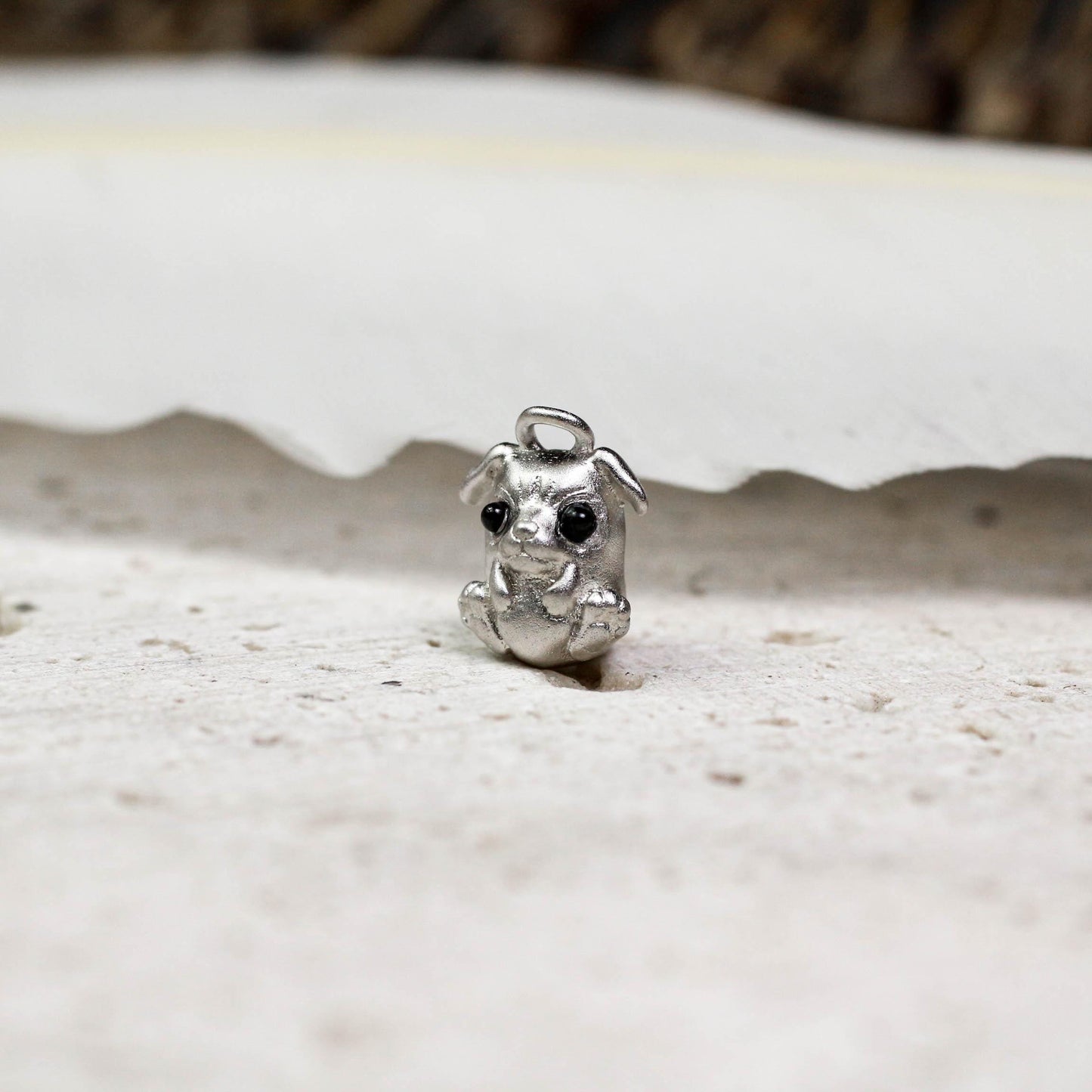Dog Pendant - 925 Sterling Silver Handmade (Eye Color Optional)