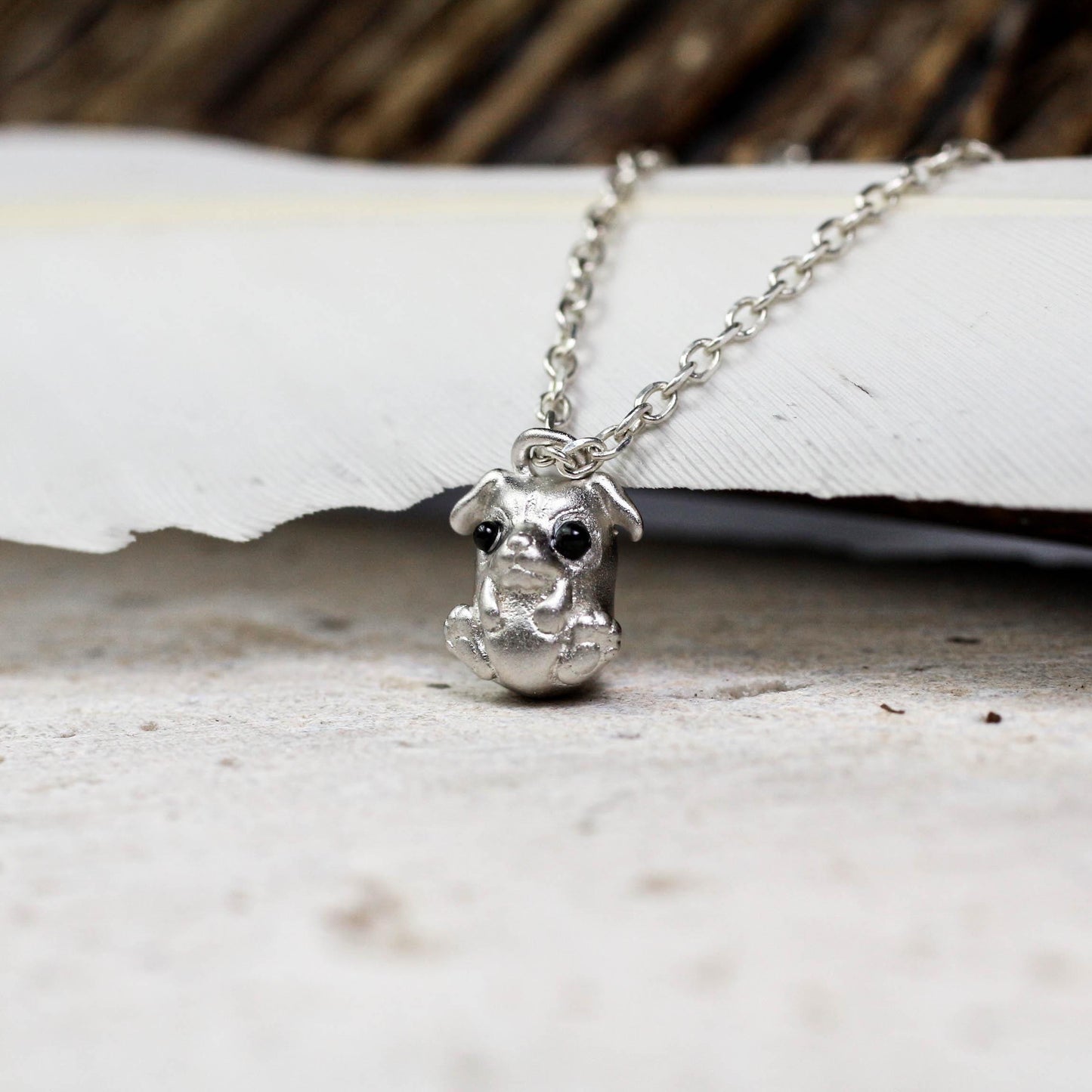 Dog Pendant - 925 Sterling Silver Handmade (Eye Color Optional)