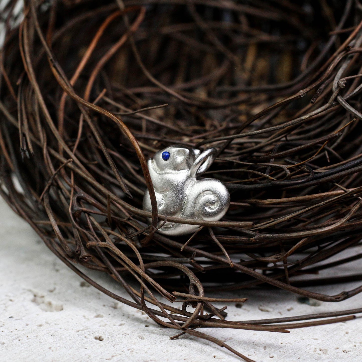 Squirrel Pendant - 925 Sterling Silver Handmade (Eye Color Optional)
