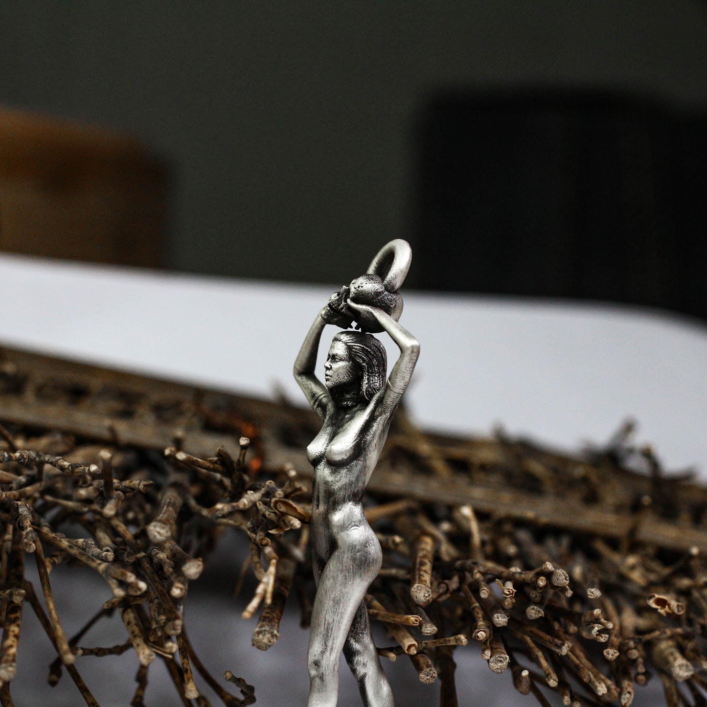Dark Goddess Statue Pendant - Handcrafted in 925 Silver
