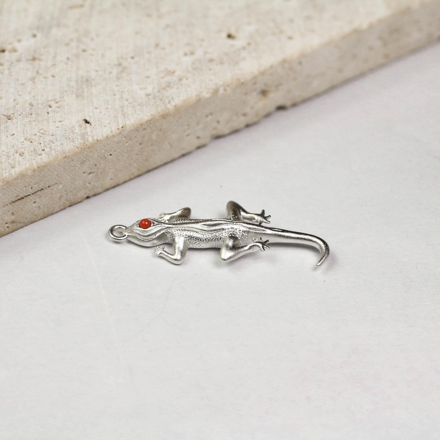 Gecko Pendant - 925 Sterling Silver Handmade (Eye Color Optional)