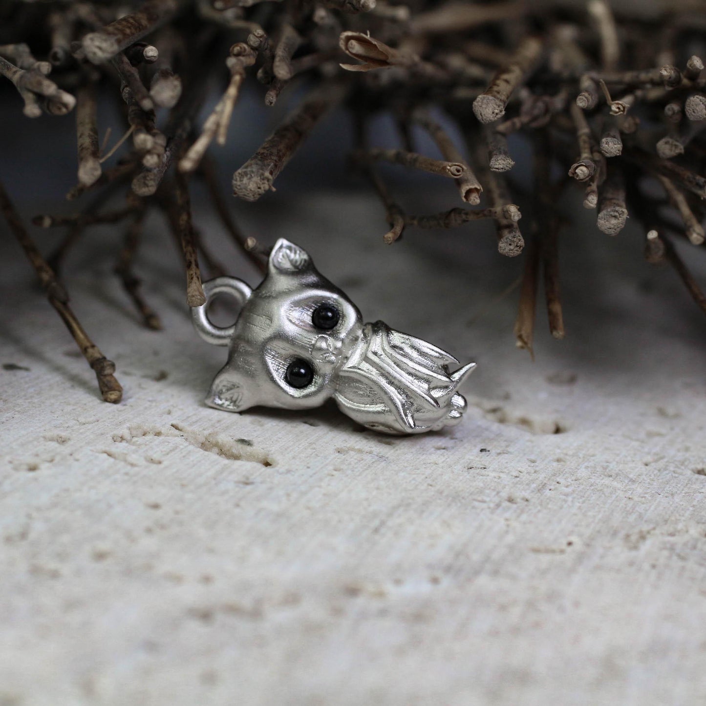 Bat Pendant - 925 Sterling Silver Handmade (Eye Color Optional)