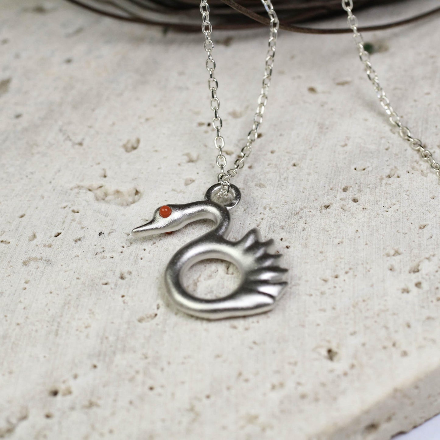 Swan Pendant - 925 Sterling Silver Handmade (Eye Color Optional)