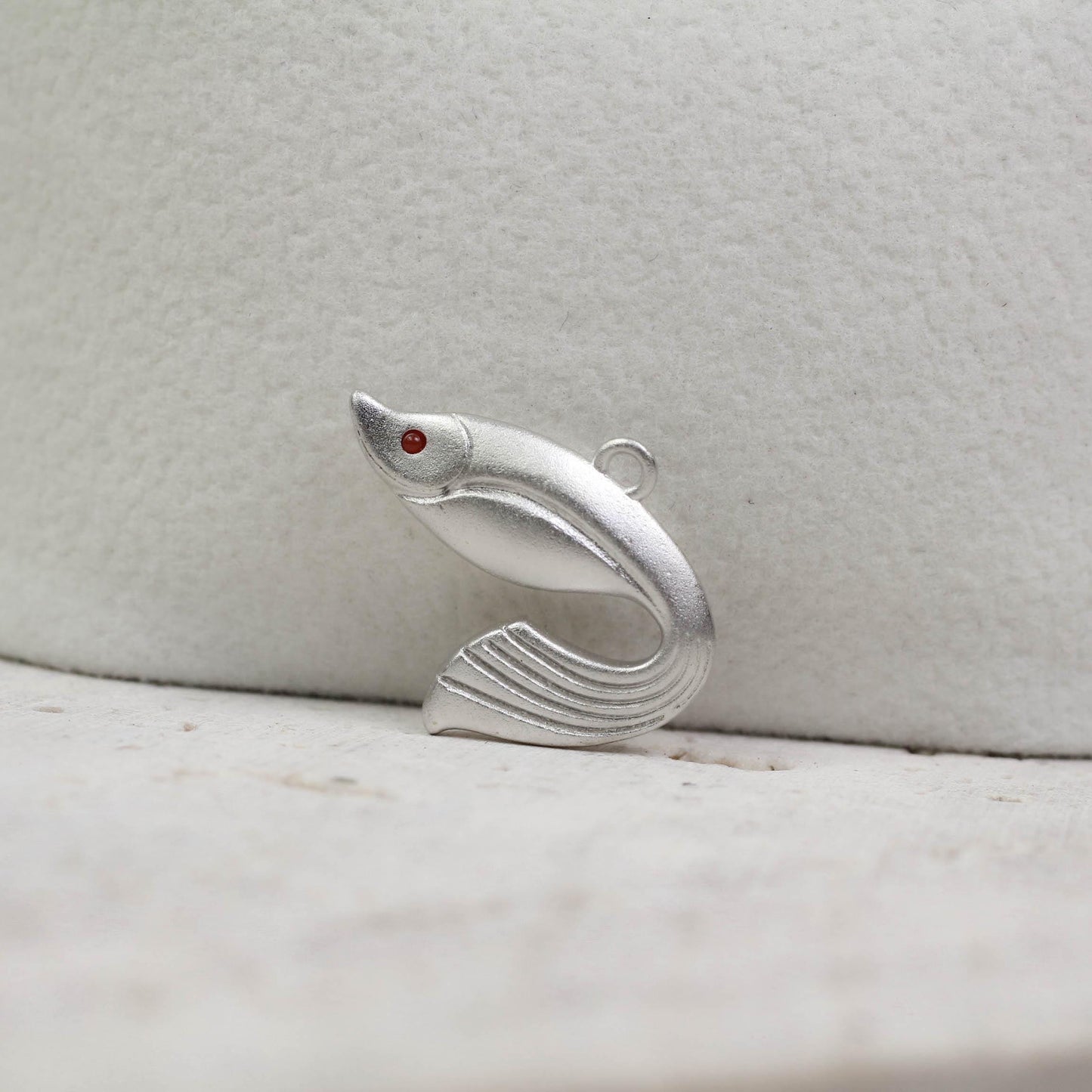 Dainty Fish Pendant - 925 Sterling Silver Handmade (Eye Color Optional)