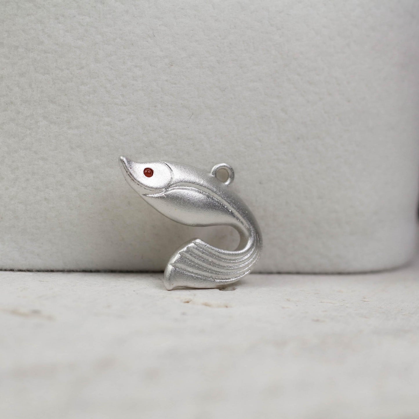 Dainty Fish Pendant - 925 Sterling Silver Handmade (Eye Color Optional)