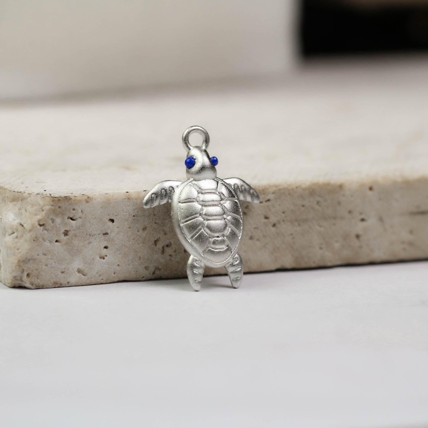 Sea Turtle Necklace - 925 Sterling Silver Handmade (Eye Color Optional)