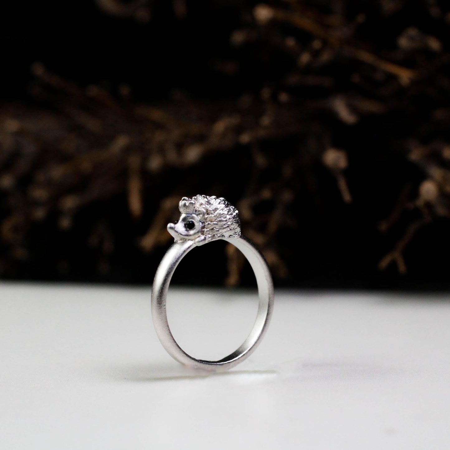 Mini Hedgehog Ring ââ‚?925 Sterling Silver Handmade Animal Jewelry