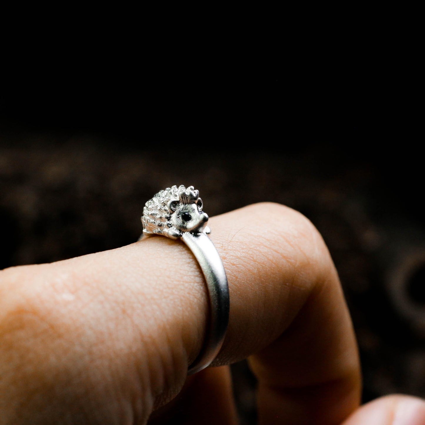 Mini Hedgehog Ring ââ‚?925 Sterling Silver Handmade Animal Jewelry