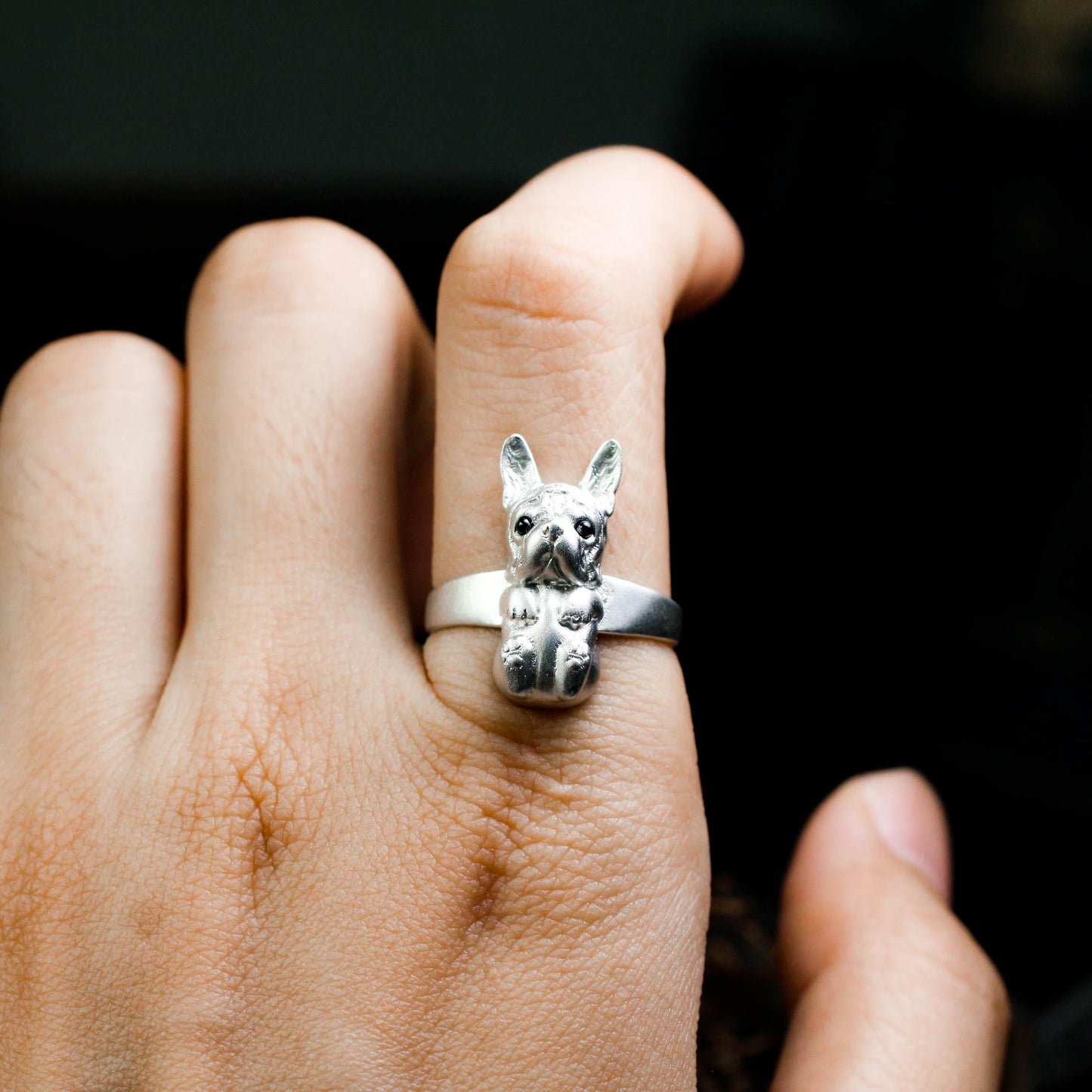 French Bulldog Ring ââ‚?925 Sterling Silver Handmade Cute Dog Jewelry