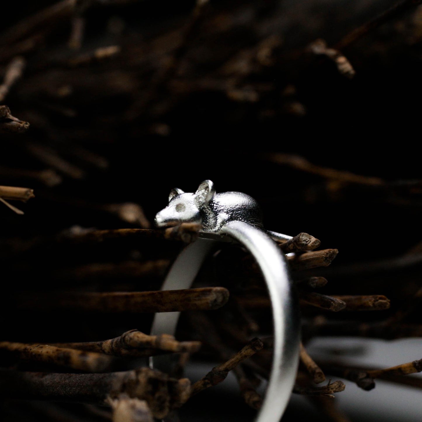 Tiny Mouse Ring ââ‚?925 Sterling Silver Handmade Whimsical Animal Jewelry