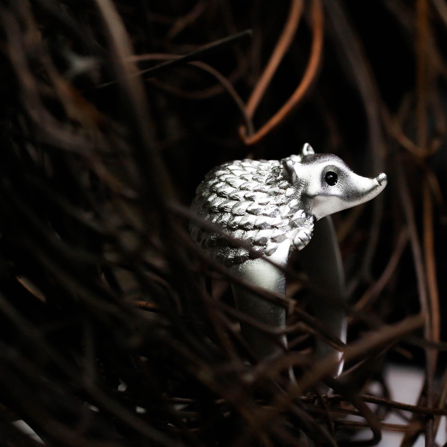 Hedgehog gem-set eye Silver Ring, Pet Jewelry for Girls, Animal Lover Gift