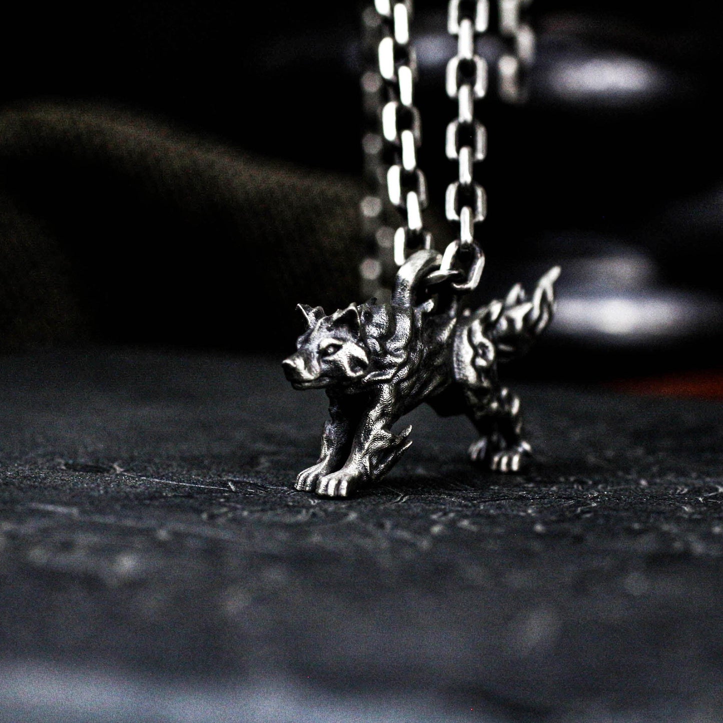Mythic Flame Wolf Pendant - 925 Silver Handcrafted