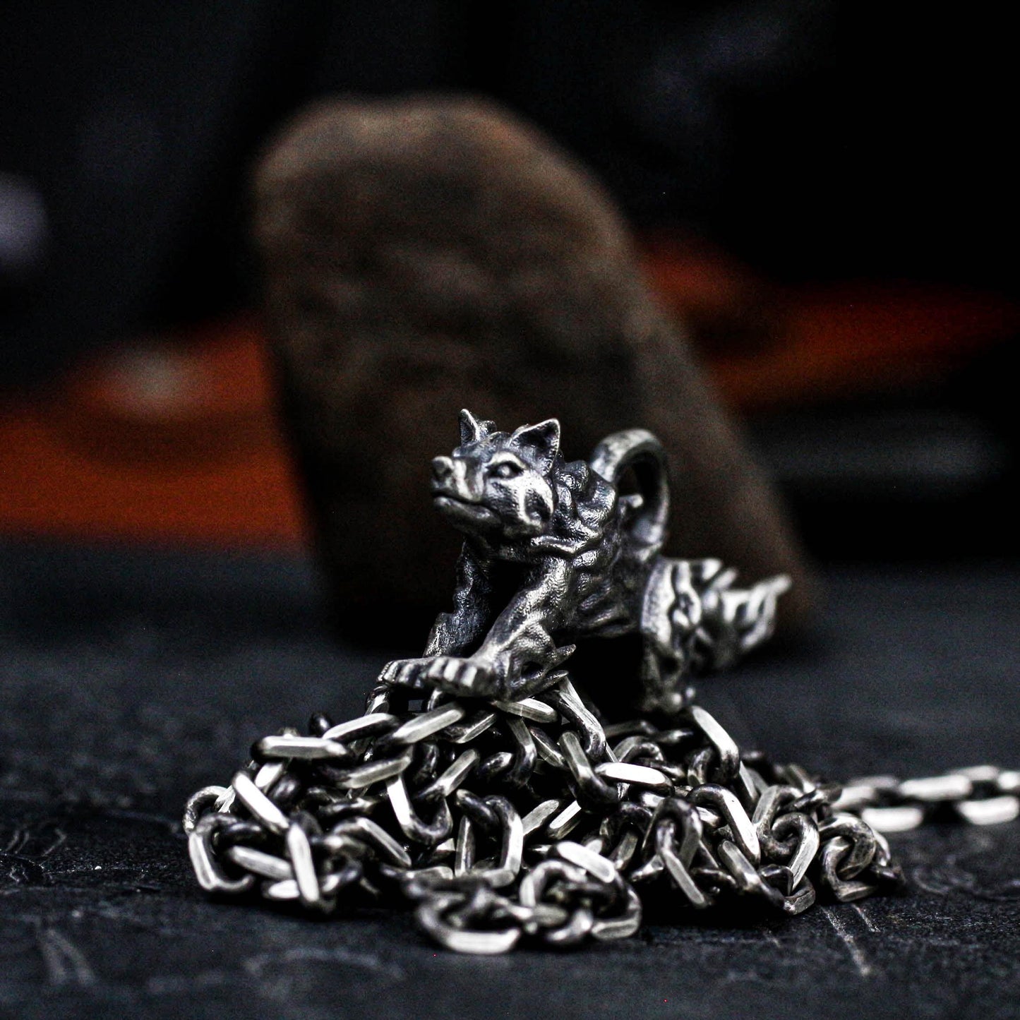 Mythic Flame Wolf Pendant - 925 Silver Handcrafted