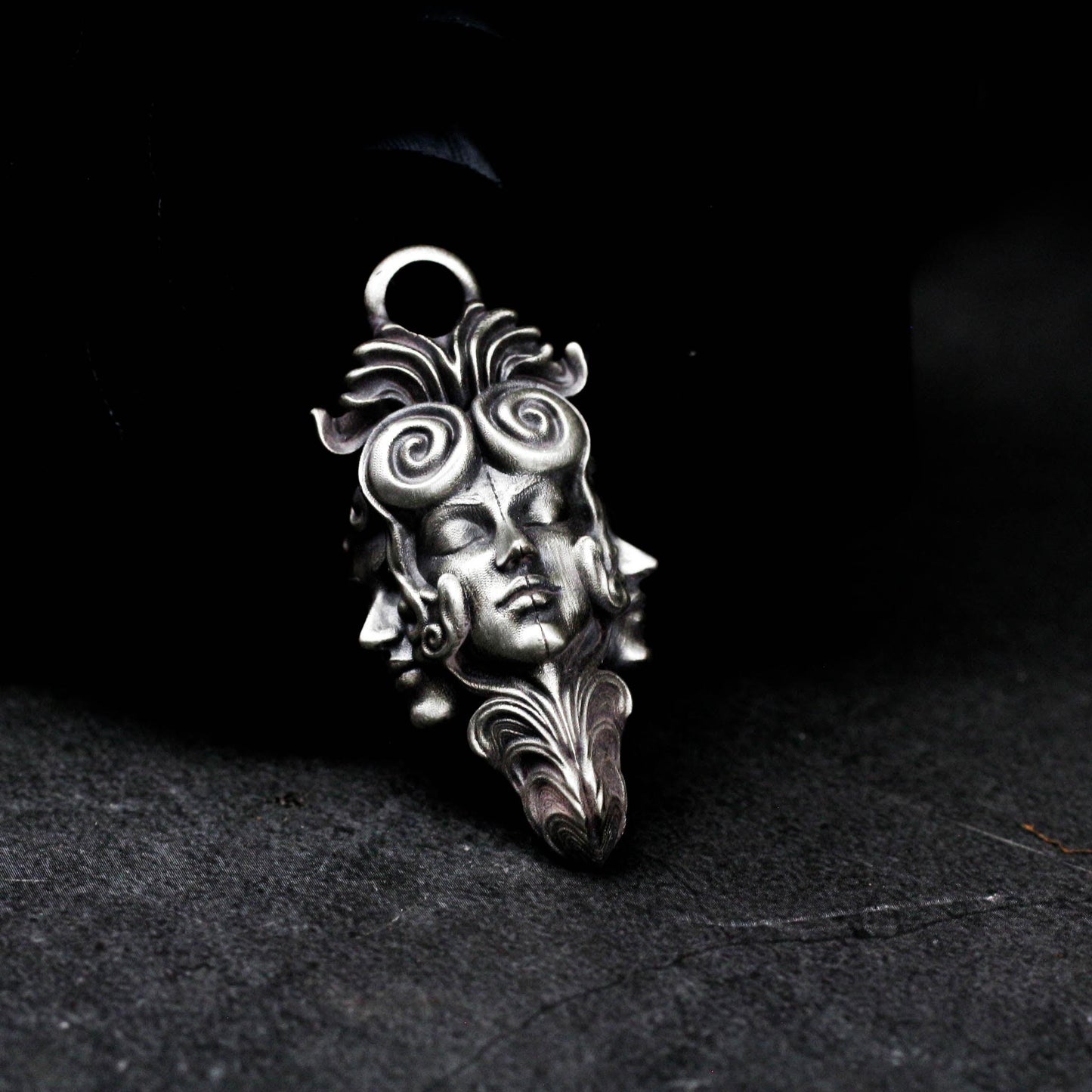 Ancient Tribal Mask Pendant - Handcrafted in 925 Silver