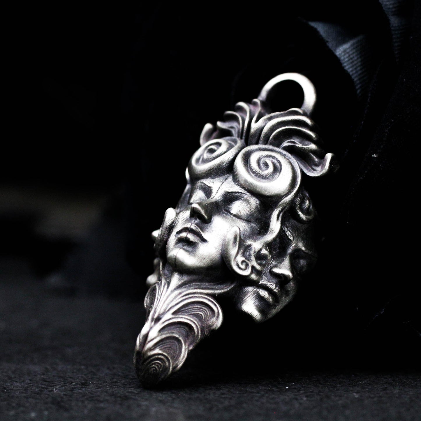 Ancient Tribal Mask Pendant - Handcrafted in 925 Silver