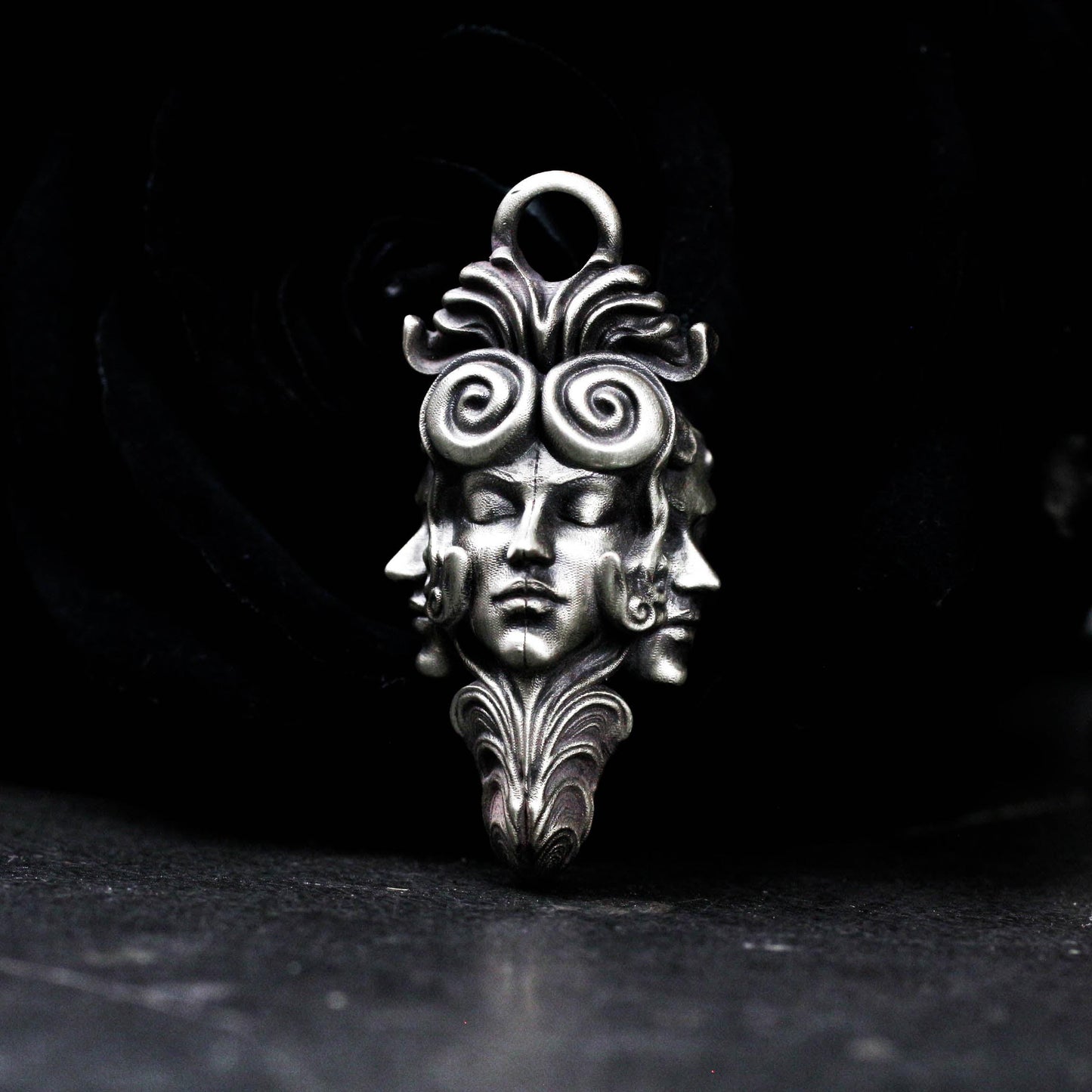 Ancient Tribal Mask Pendant - Handcrafted in 925 Silver