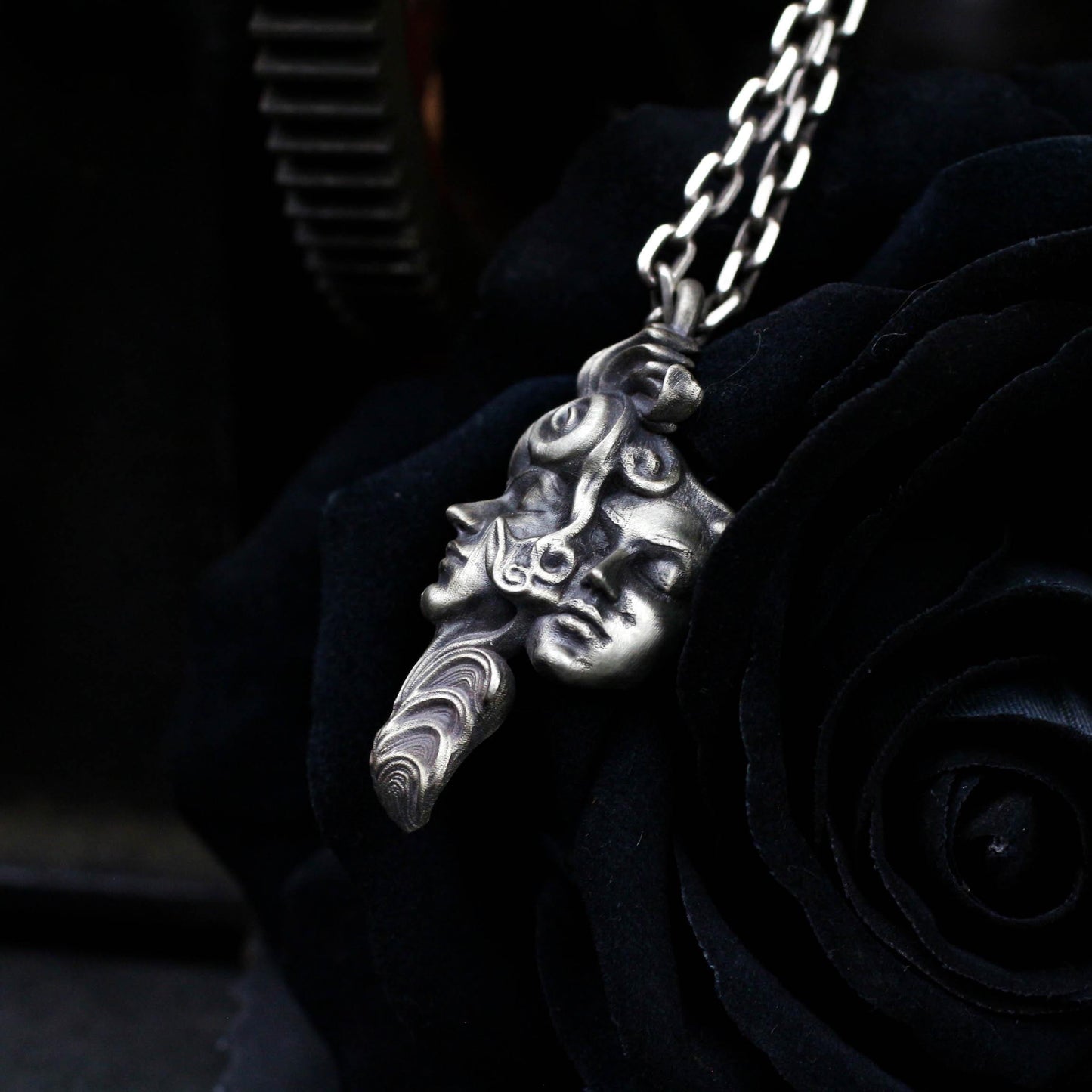 Ancient Tribal Mask Pendant - Handcrafted in 925 Silver