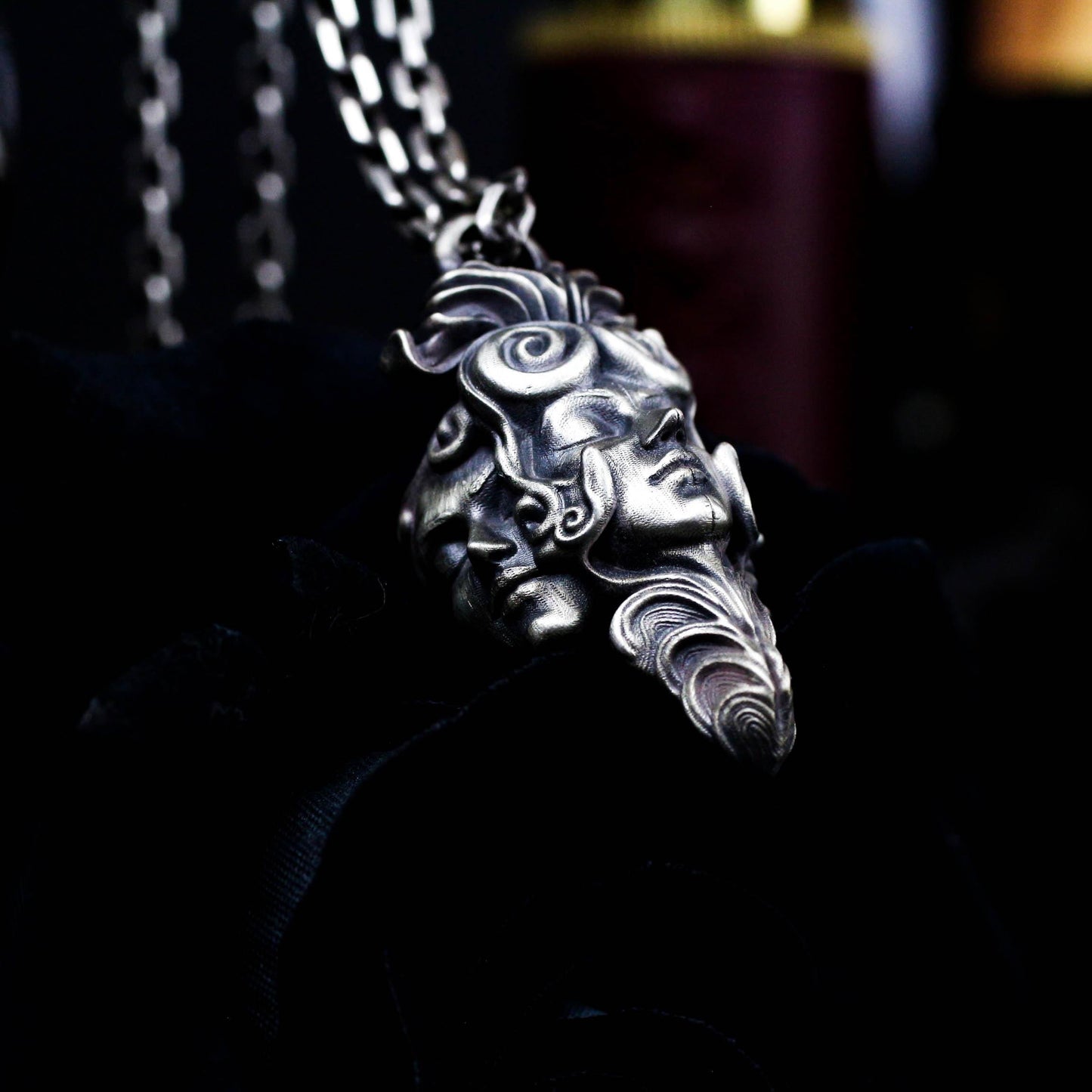 Ancient Tribal Mask Pendant - Handcrafted in 925 Silver