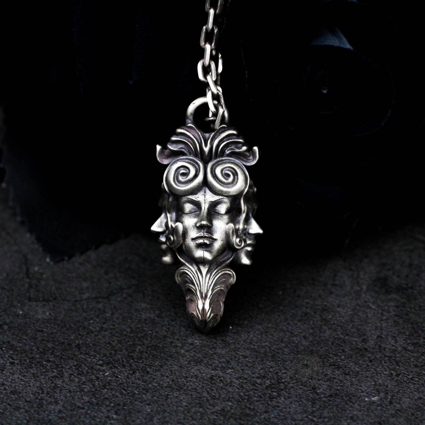 Ancient Tribal Mask Pendant - Handcrafted in 925 Silver