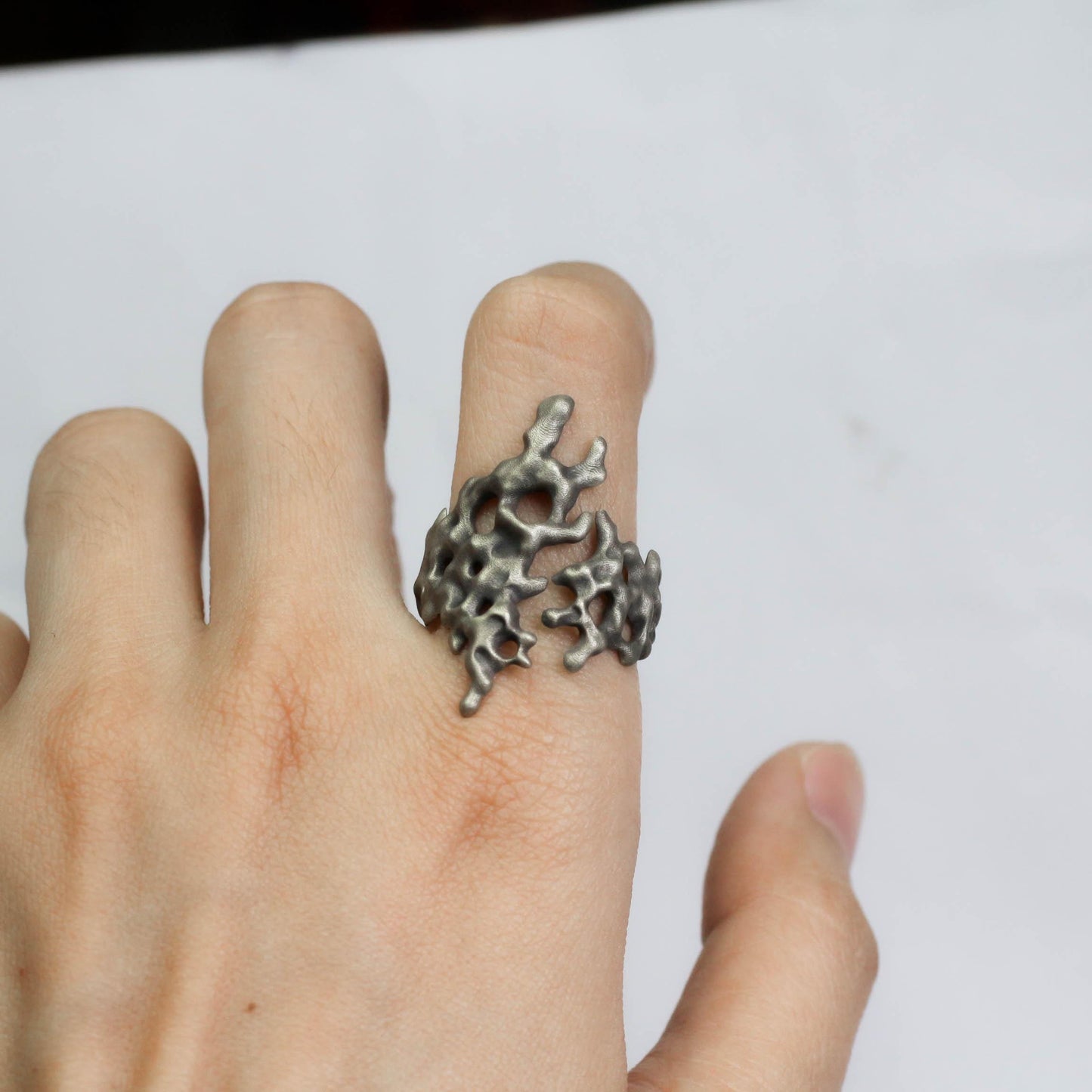 Handcrafted Silver Organic Coral Ring