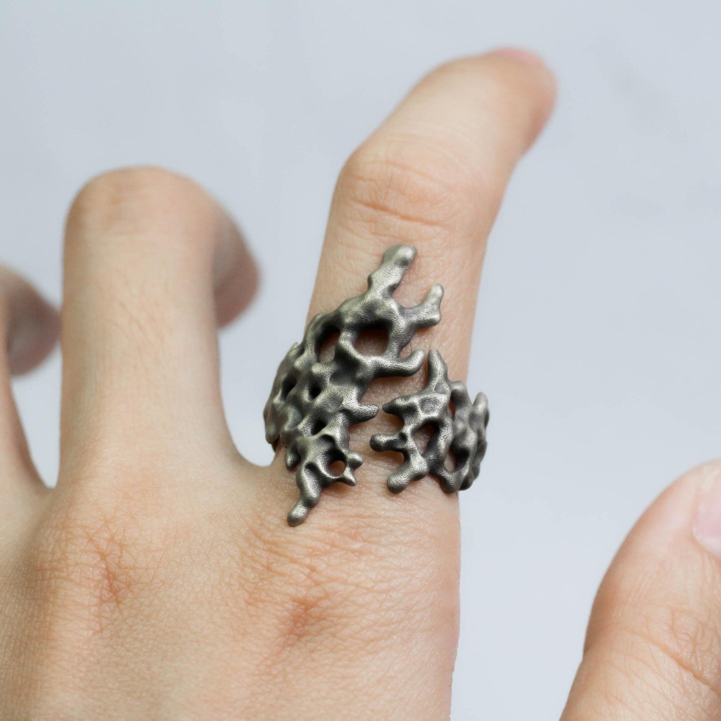 Handcrafted Silver Organic Coral Ring