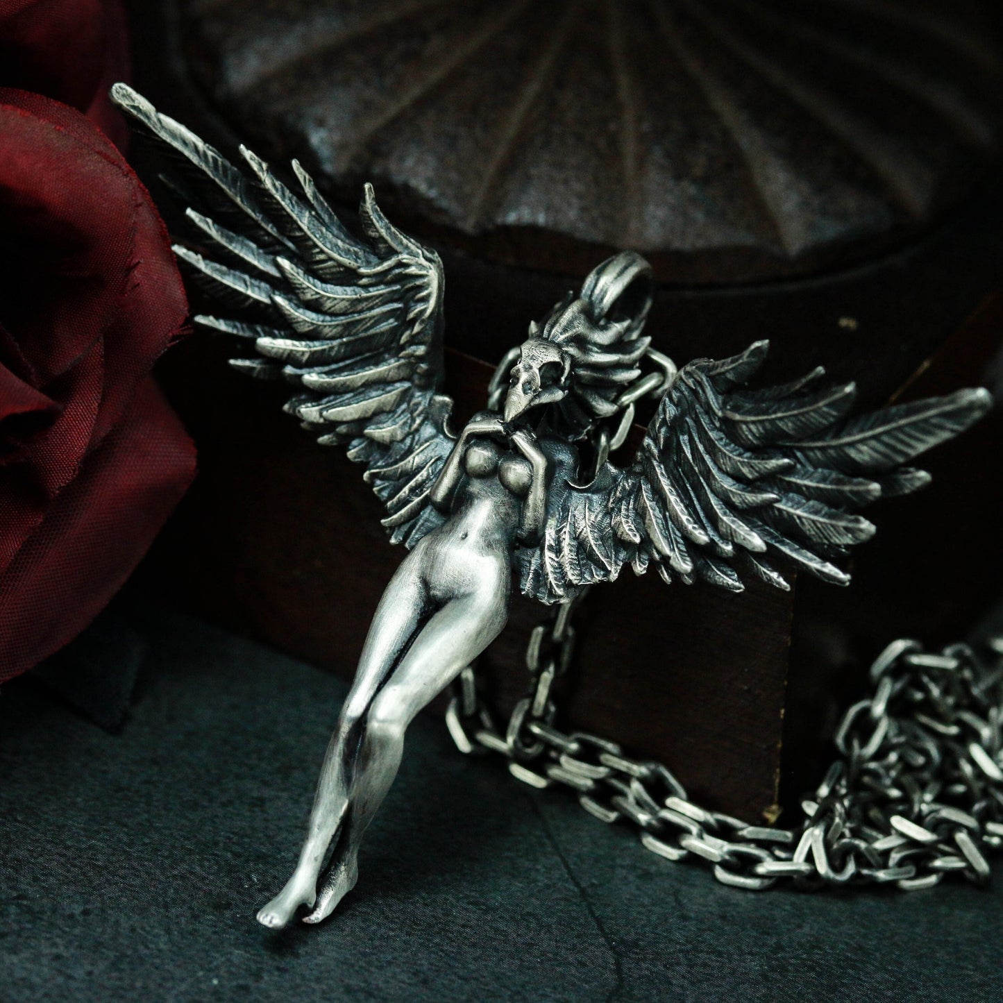 Winged Female Angel Pendant ¨C 925 Sterling Silver Handmade