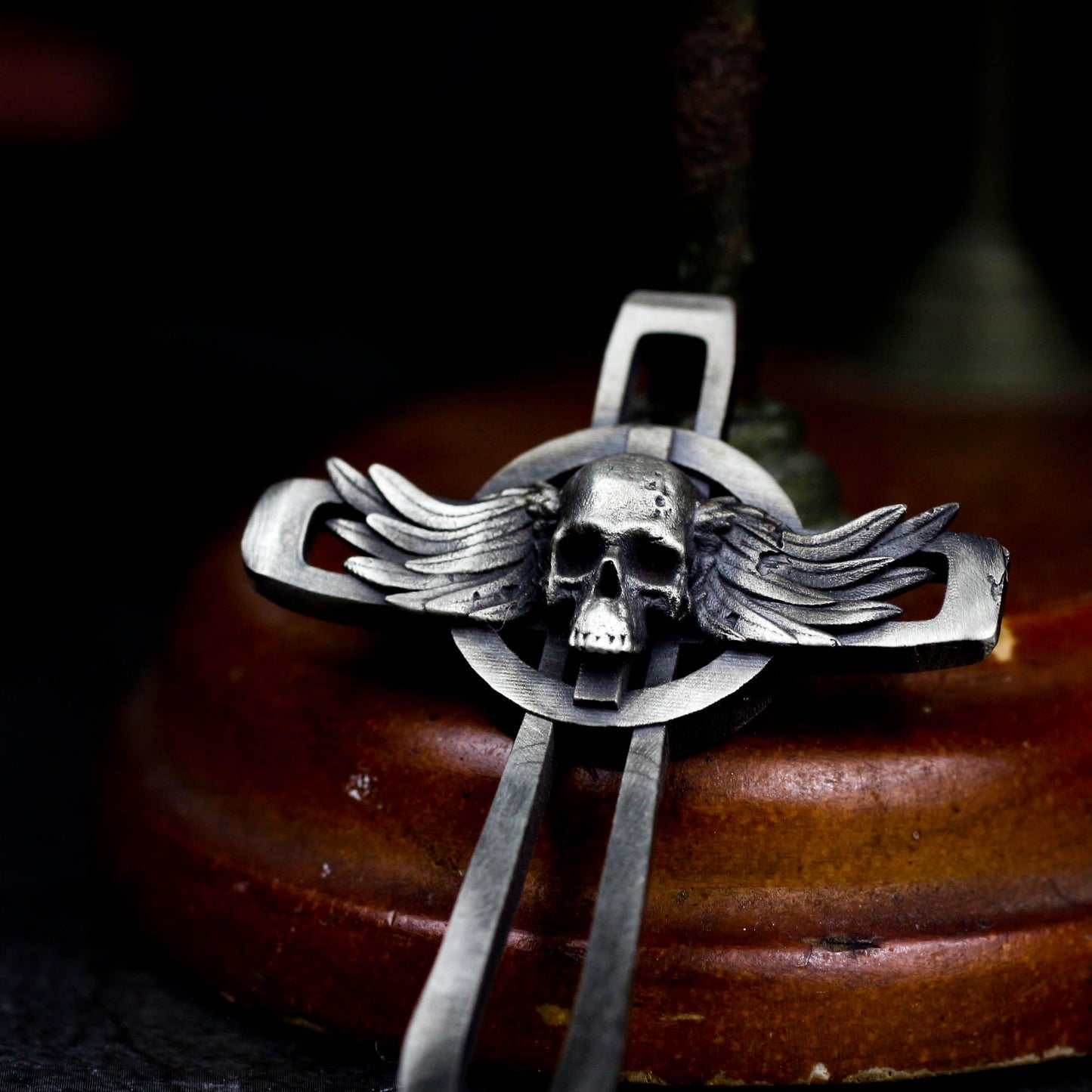 Winged Skull Cross Pendant - 925 Silver Handcrafted