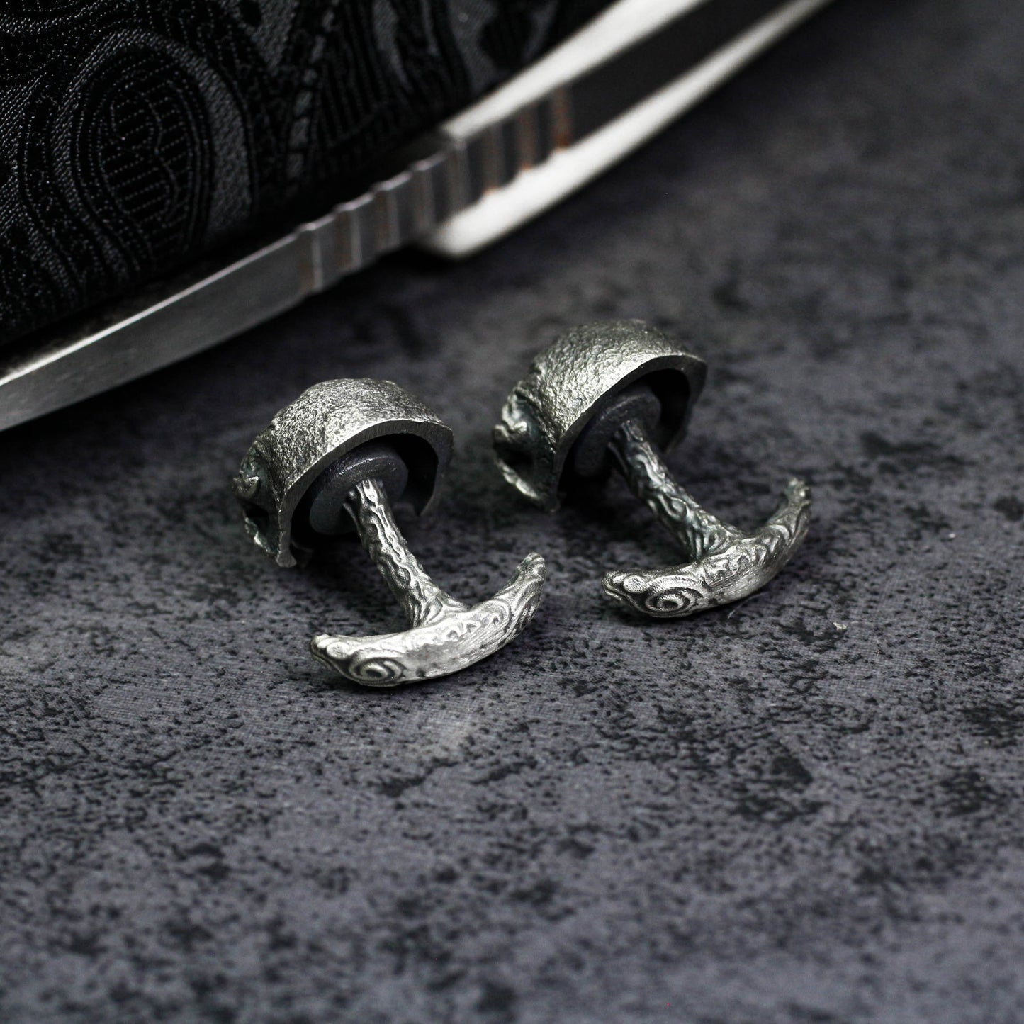 Six-Eyed Devil Half-Skull Cufflinks - 925 Silver Handmade