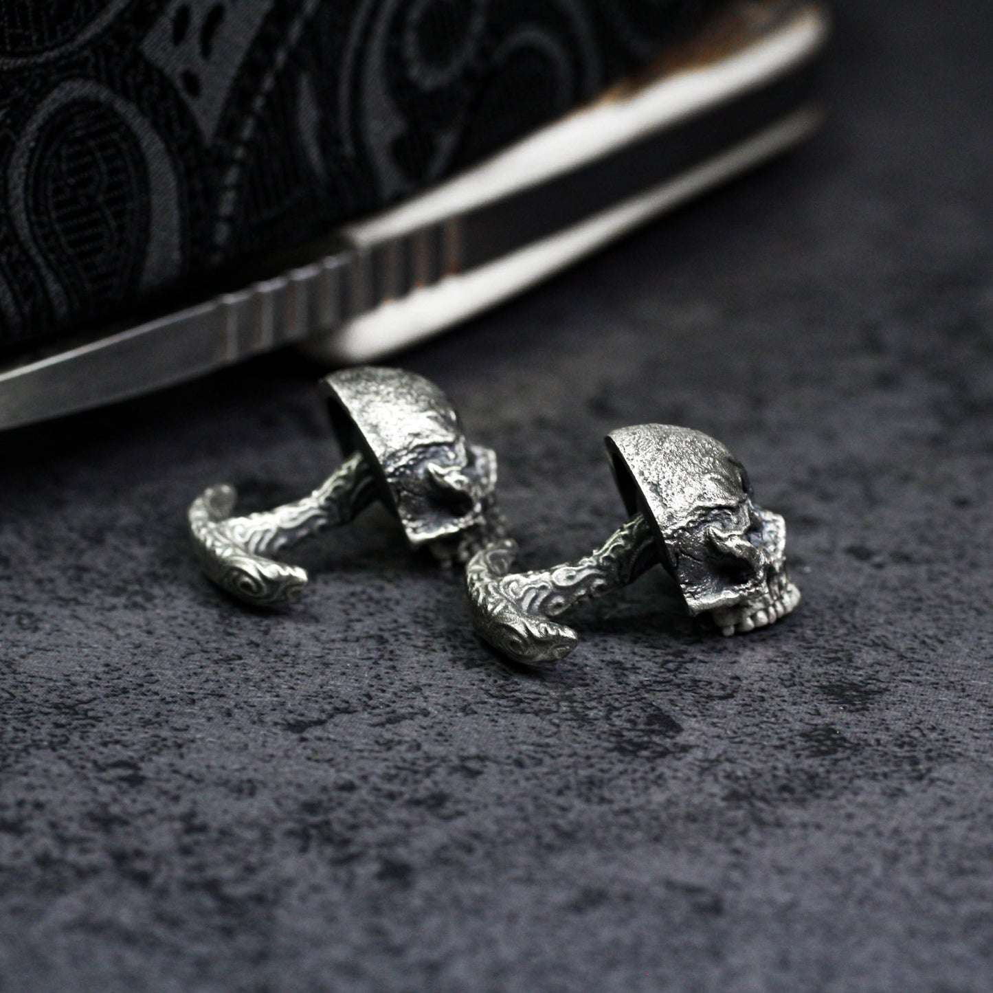 Six-Eyed Devil Half-Skull Cufflinks - 925 Silver Handmade