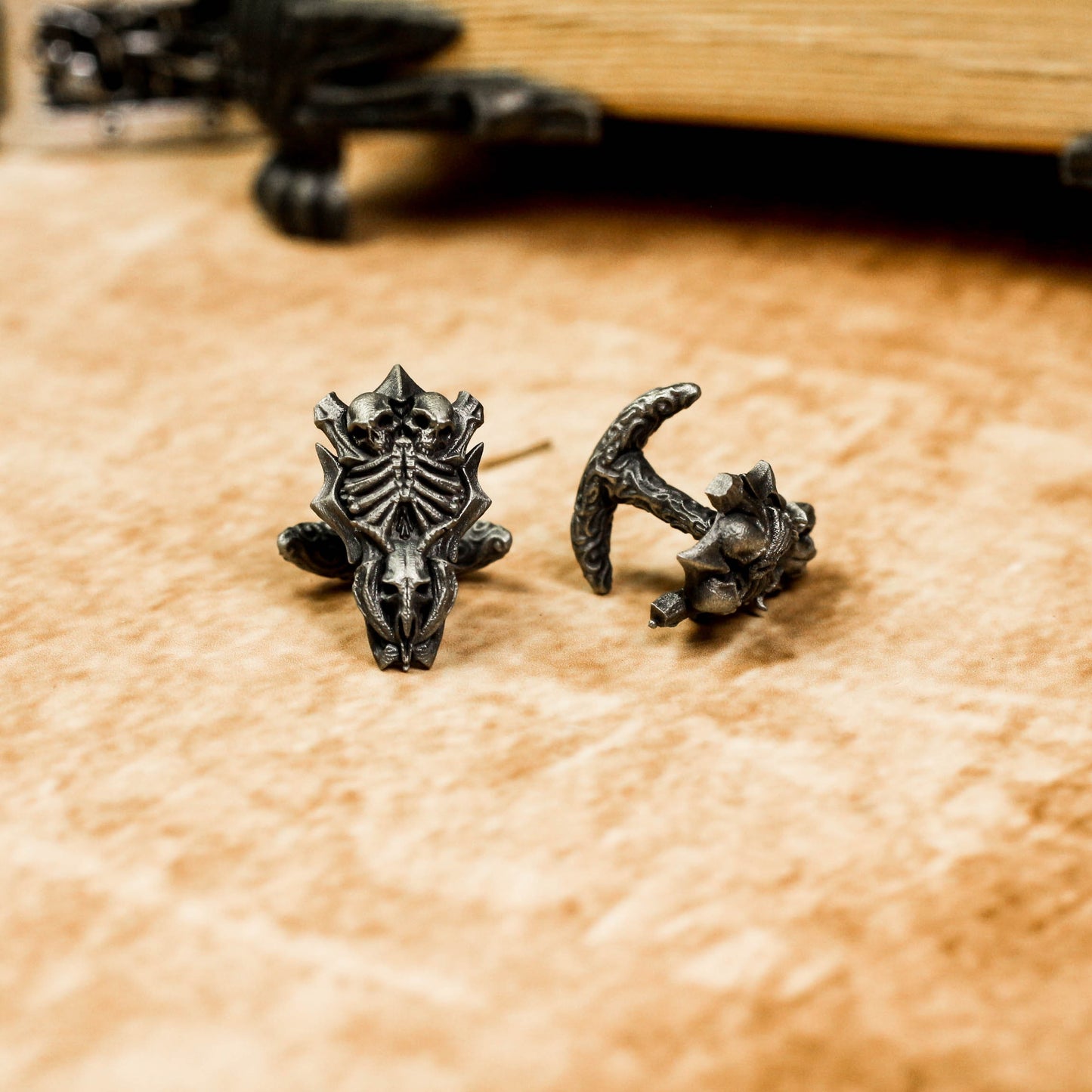 Double Life Skull Shield Cufflinks - 925 Silver Handmade