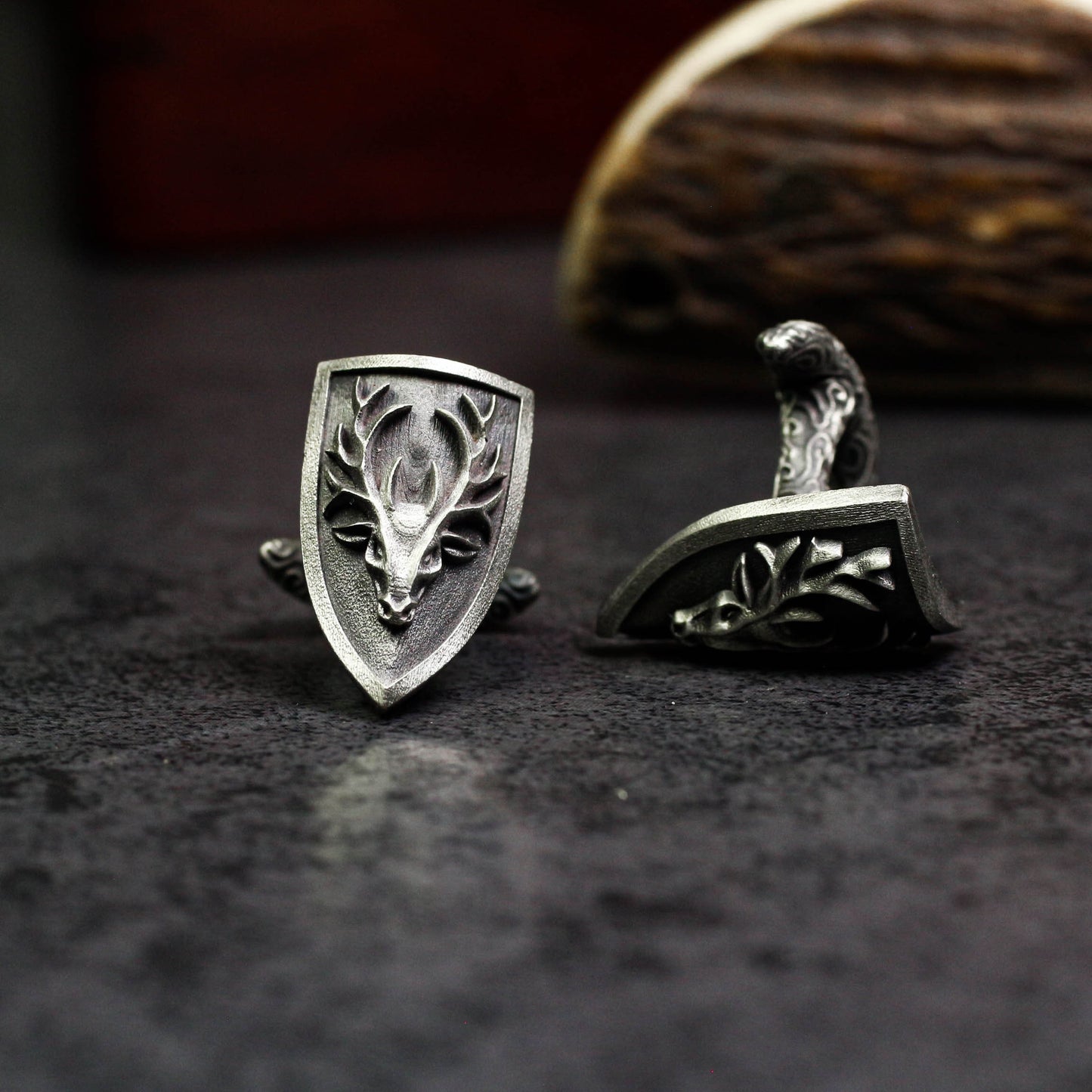 Vintage Stag Cufflinks - 925 Silver Handmade