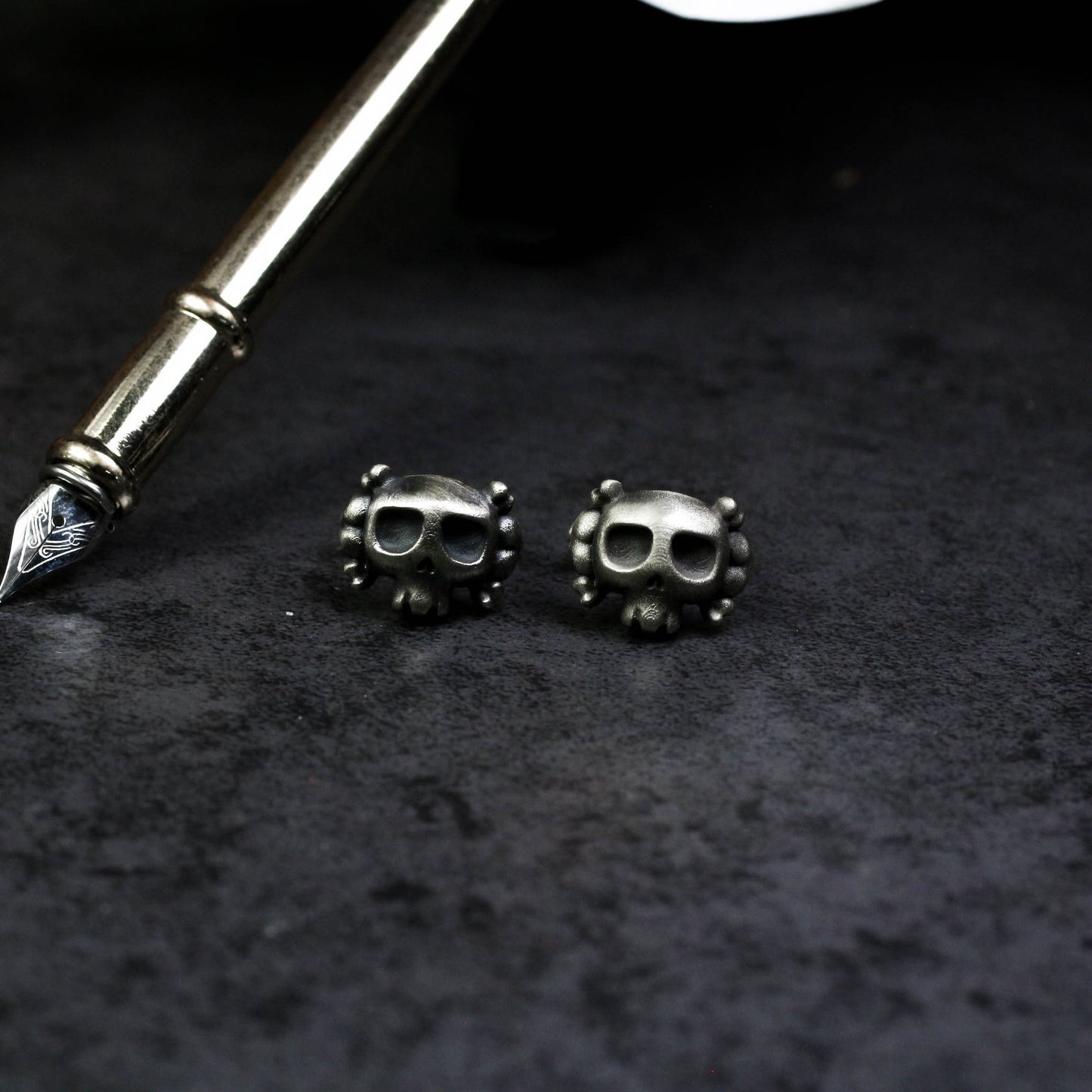 Cute Little Skull Cufflinks - 925 Silver Handmade