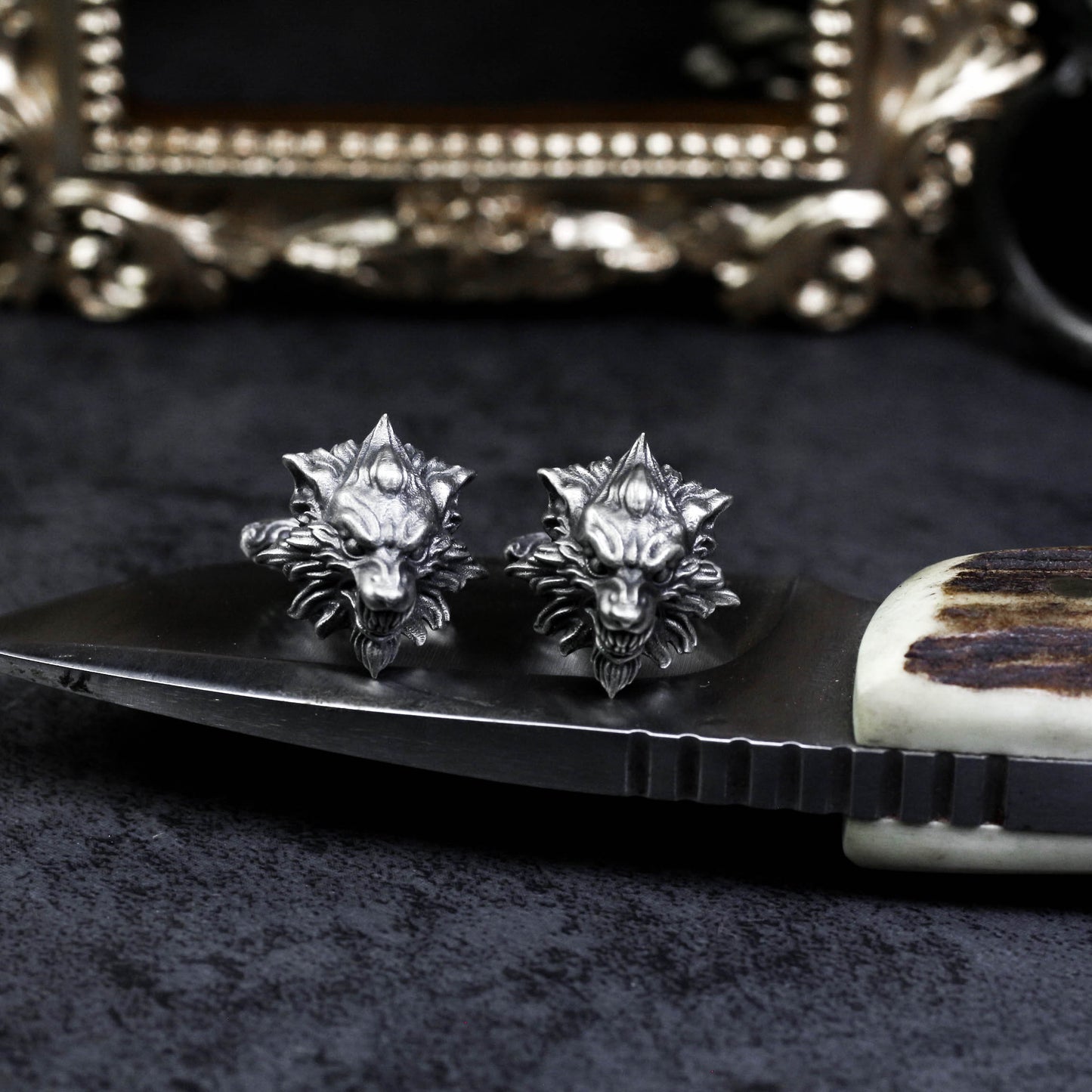 Wolf Cufflinks, Stylish Wedding Wolves - 925 Sterling Silver Handmade