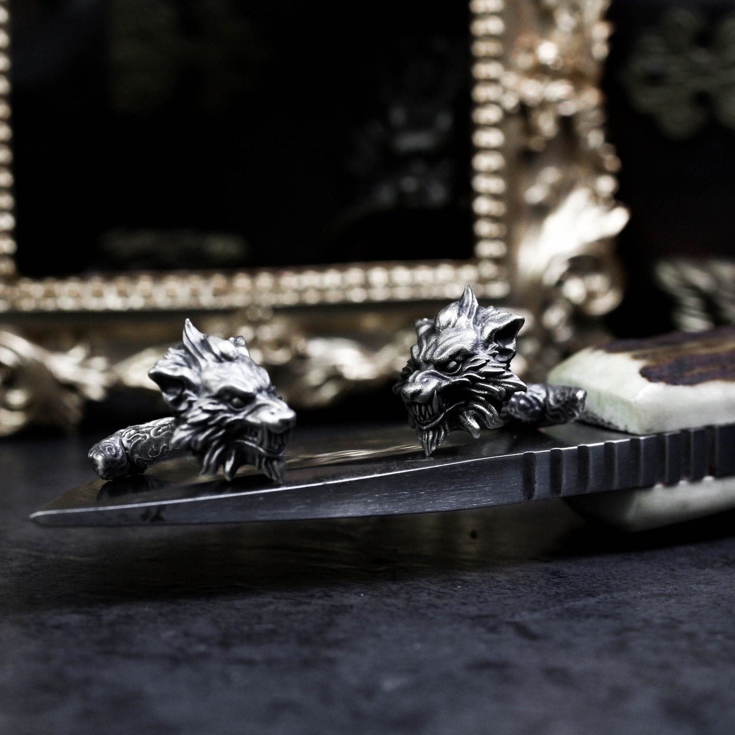 Wolf Cufflinks, Stylish Wedding Wolves - 925 Sterling Silver Handmade