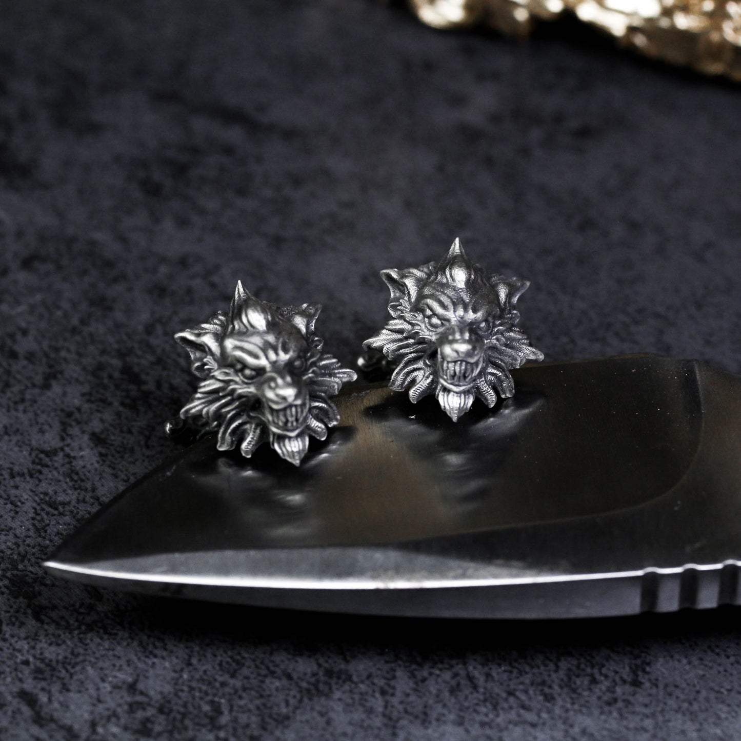 Wolf Cufflinks, Stylish Wedding Wolves - 925 Sterling Silver Handmade