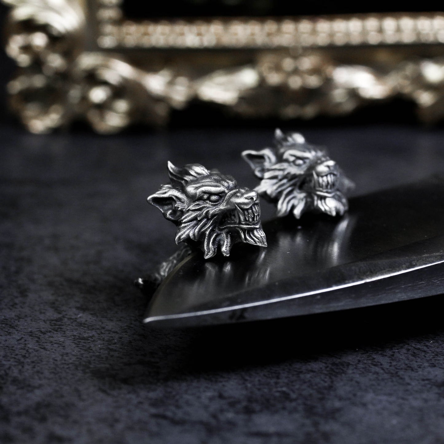 Wolf Cufflinks, Stylish Wedding Wolves - 925 Sterling Silver Handmade