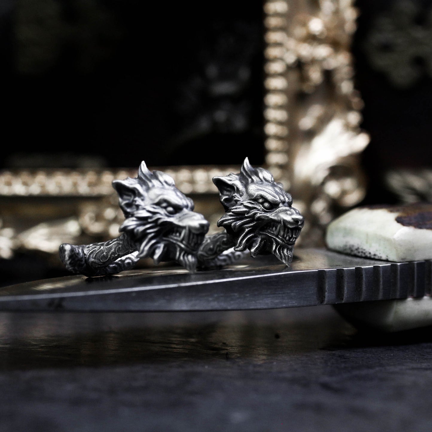 Wolf Cufflinks, Stylish Wedding Wolves - 925 Sterling Silver Handmade