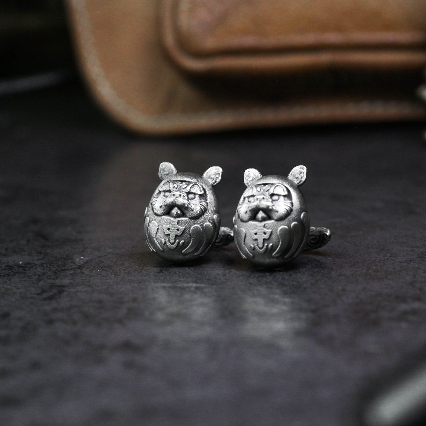 Japanese Dharma Egg Cufflinks - 925 Silver Handmade
