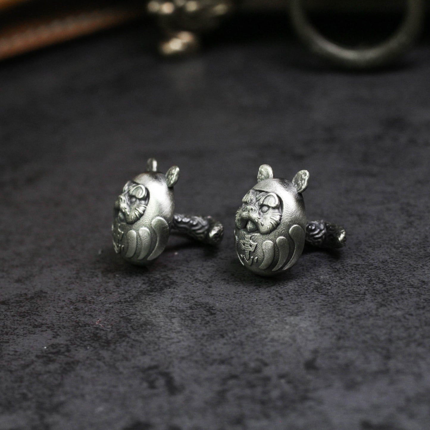 Japanese Dharma Egg Cufflinks - 925 Silver Handmade