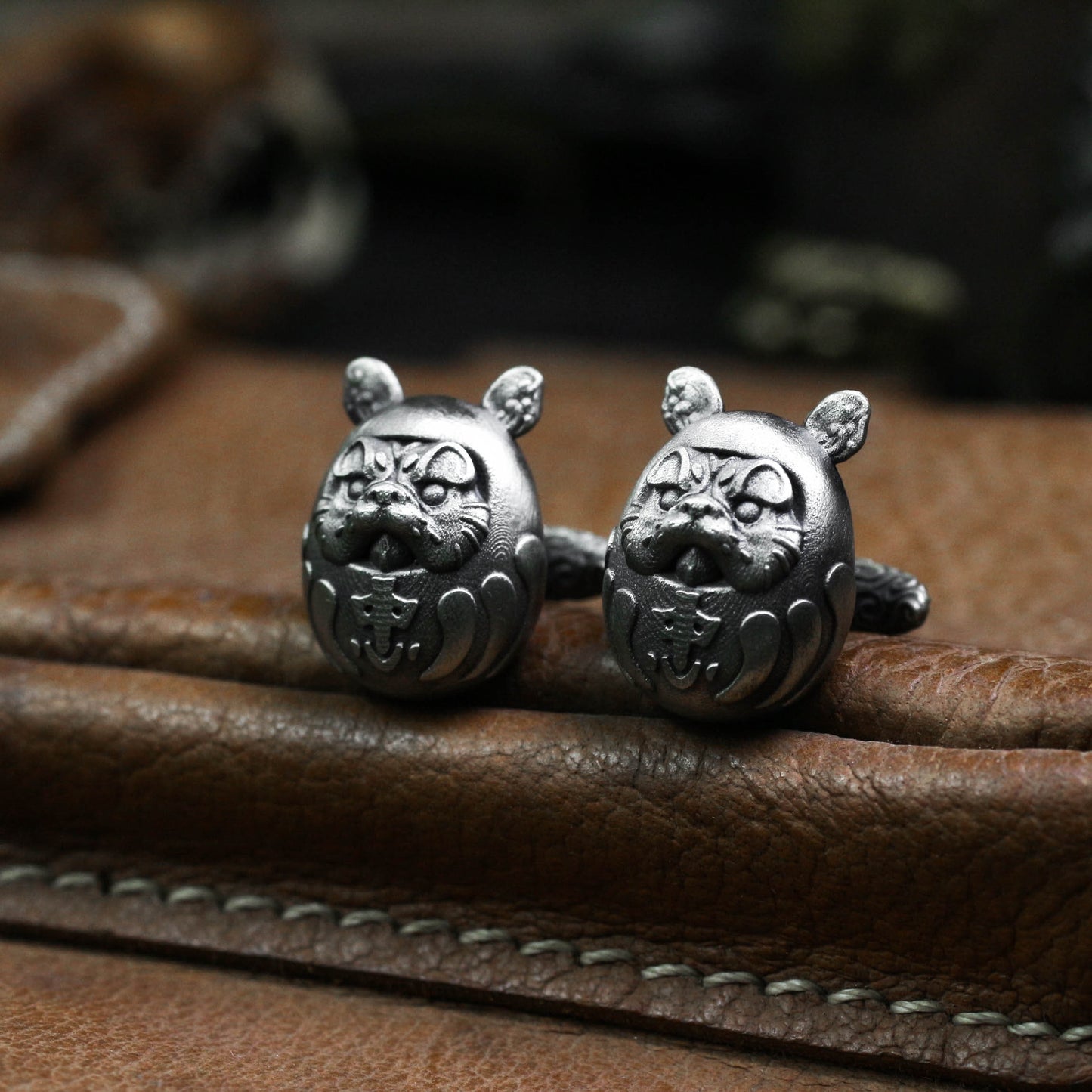 Japanese Dharma Egg Cufflinks - 925 Silver Handmade