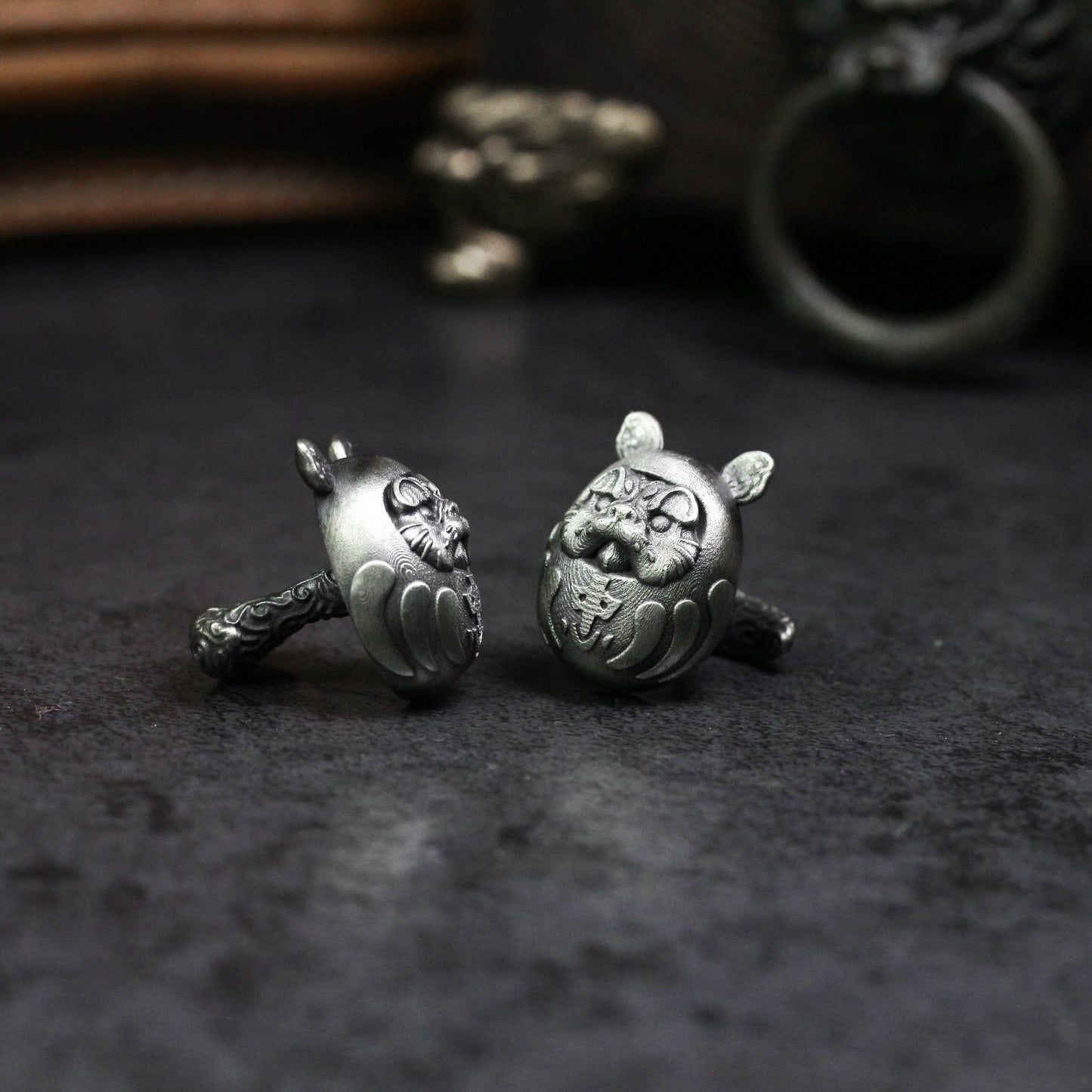 Japanese Dharma Egg Cufflinks - 925 Silver Handmade
